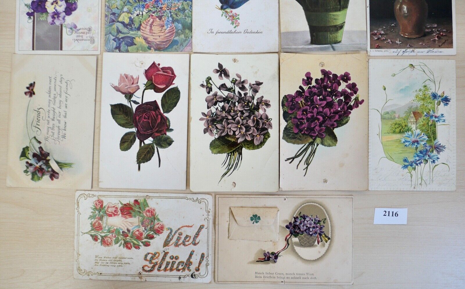 antike Ansichtskarten Postkarten Soldatenbrief Feldpost GLÜCK BLUMEN dt.Reich - Antikhandel-Stuttgart