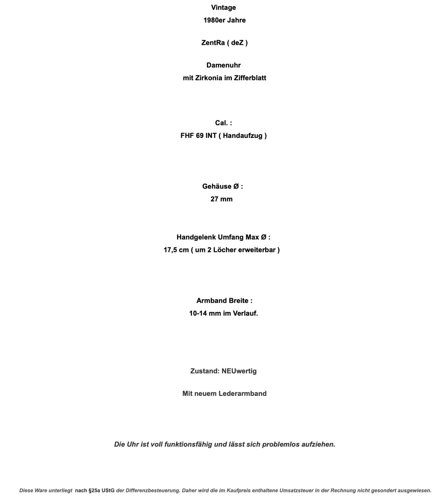 Bicolor ZentRa deZ Damenuhr mit Zirkonia im Zifferblatt NEUwertig 1980er Jahre - Antikhandel-Stuttgart
