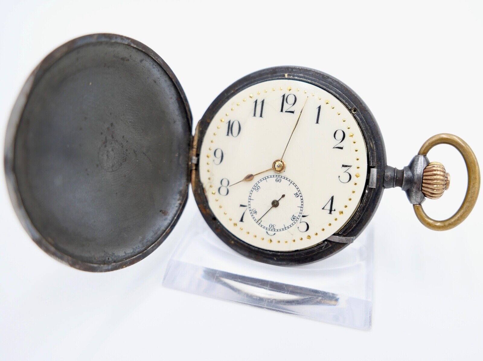 Antike Taschenuhr TAVANNES Ø 48 mm Emaille Zifferblatt - Antikhandel-Stuttgart