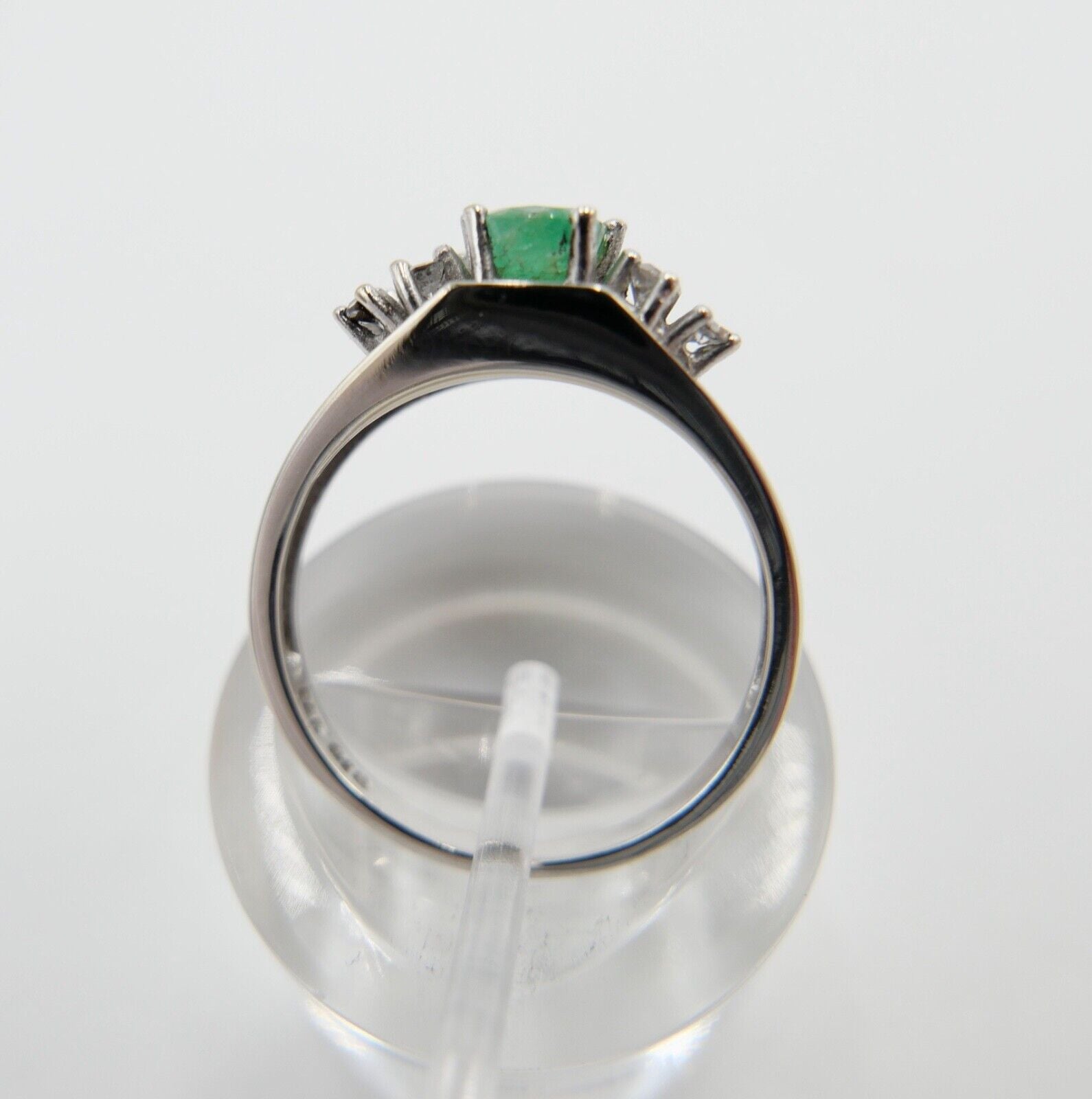 Weißgold Damen Ring mit Diamant / Brillant & Smaragd 585 14K Gr. 55 1,03 Ct - Antikhandel-Stuttgart