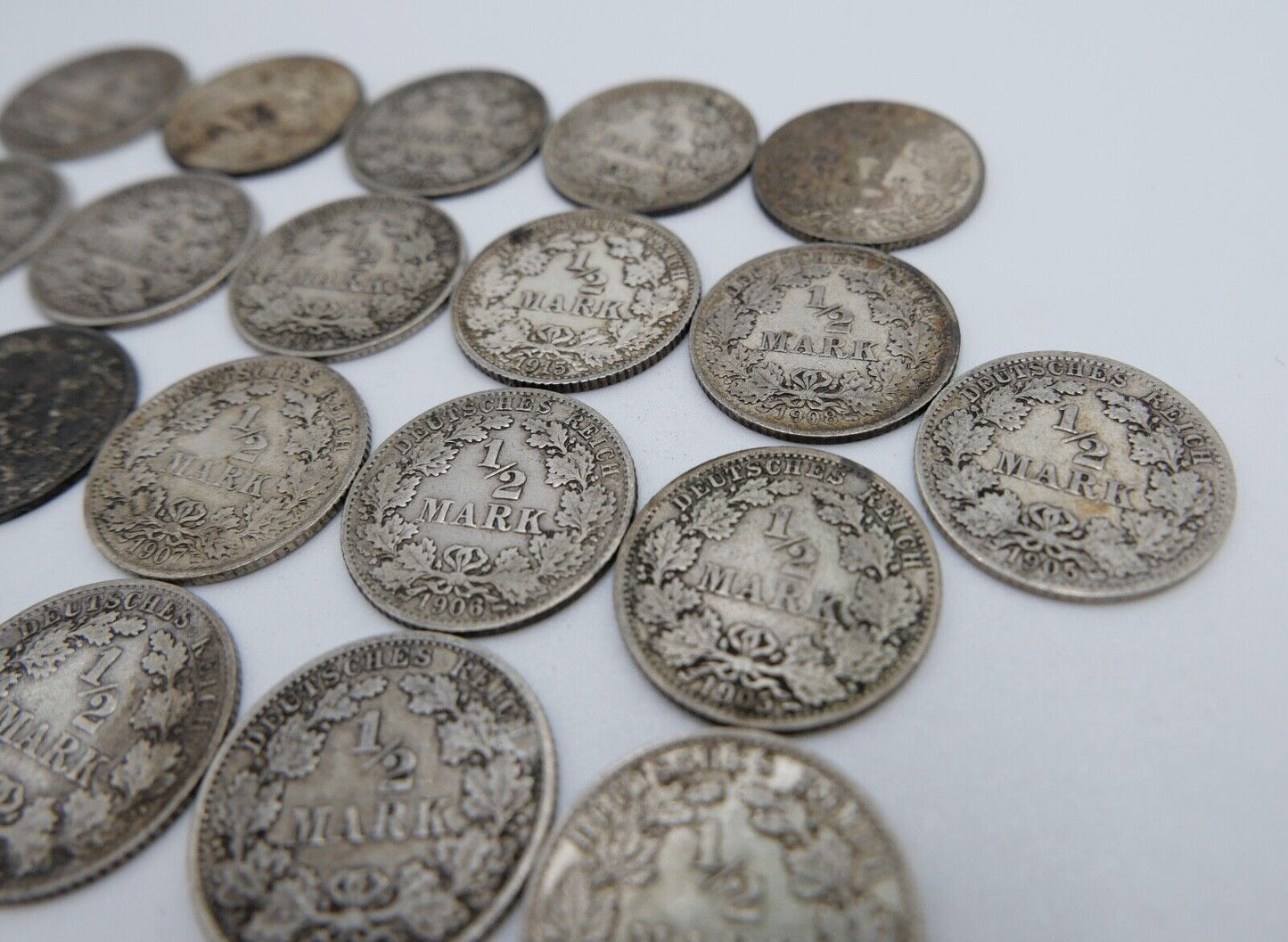 21x 1/2 Mark 1905 1906 1907 1909 1915 1916 J D F G A Silbermünze Jäger J.16 - Antikhandel-Stuttgart