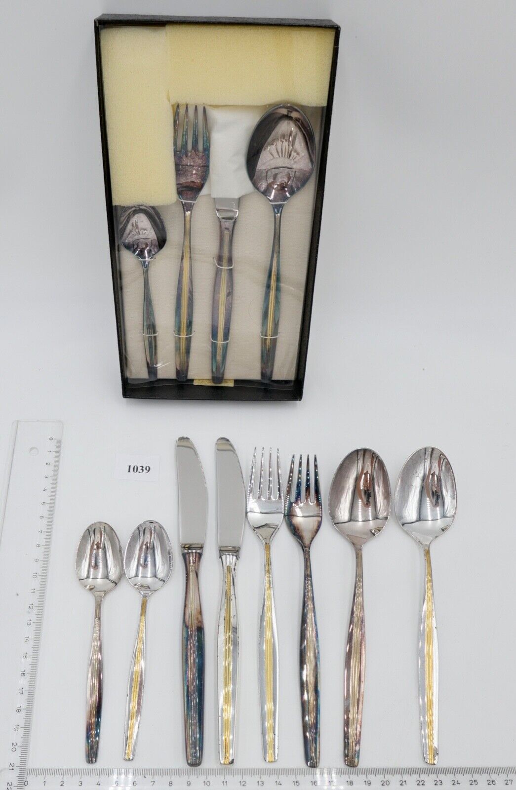 - NEU - OVP 12 Teile AUERHAHN LARISSA EXQUISIT Gold Dekor 90er Silber vergoldet - Antikhandel-Stuttgart