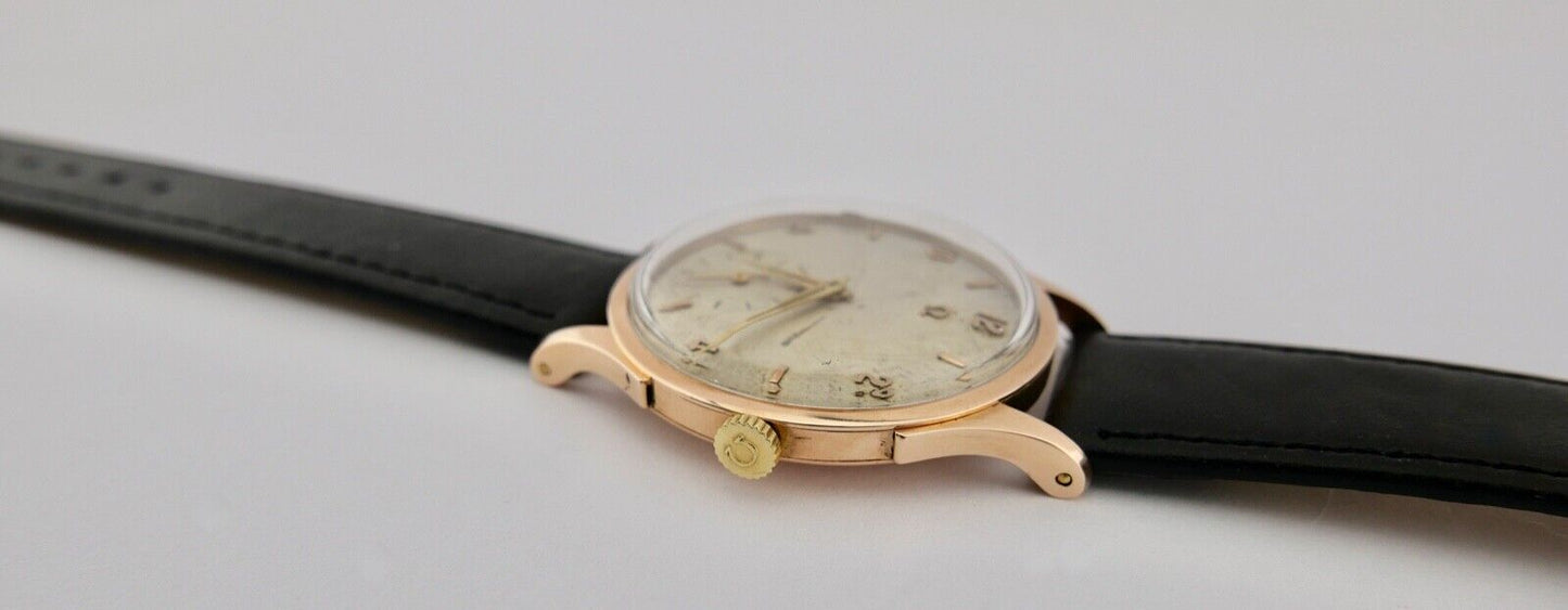 750 Gold 18K Bj. 1944 Klassische Omega 2415 Armbanduhr Leder Watch Herren - Antikhandel-Stuttgart