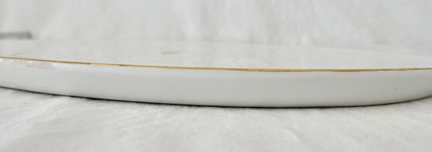 Seltene Meissen Loch Platte Tablett Weiß mit Goldrand 42x27 cm Knaufzeit 1. Wahl - Antikhandel-Stuttgart