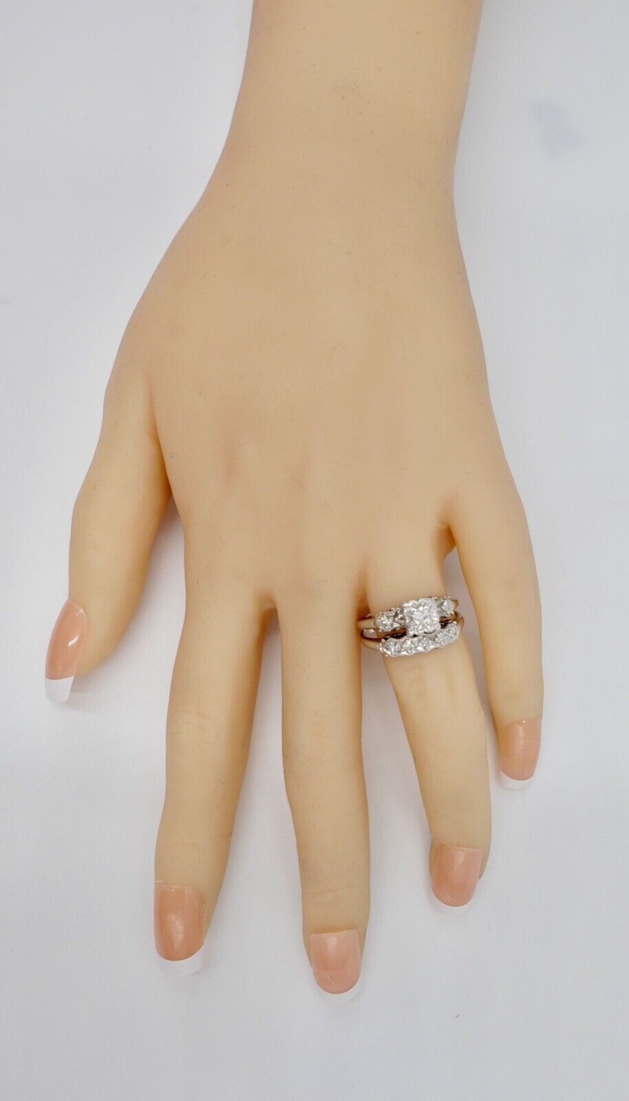 70er Jahre Gold Weißgold 585 / 14K Diamant Brillant 0,14Ct Gr. 57 - Antikhandel-Stuttgart