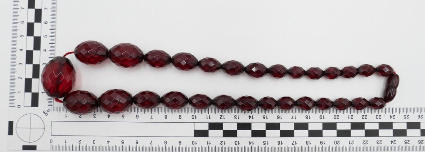 1920er Jahre Cherry Bakelit Rot Oliven bakelite Kette Königsberger Schliff 51cm - Antikhandel-Stuttgart