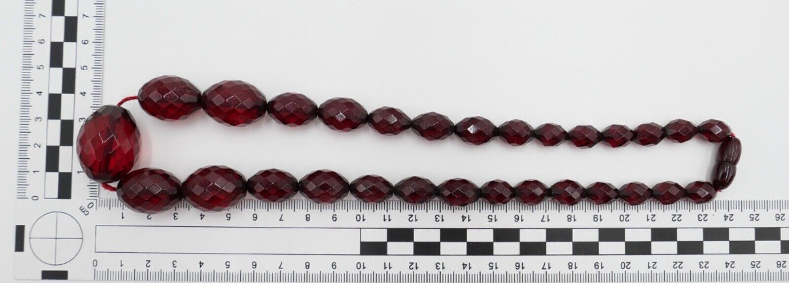 1920er Jahre Cherry Bakelit Rot Oliven bakelite Kette Königsberger Schliff 51cm - Antikhandel-Stuttgart