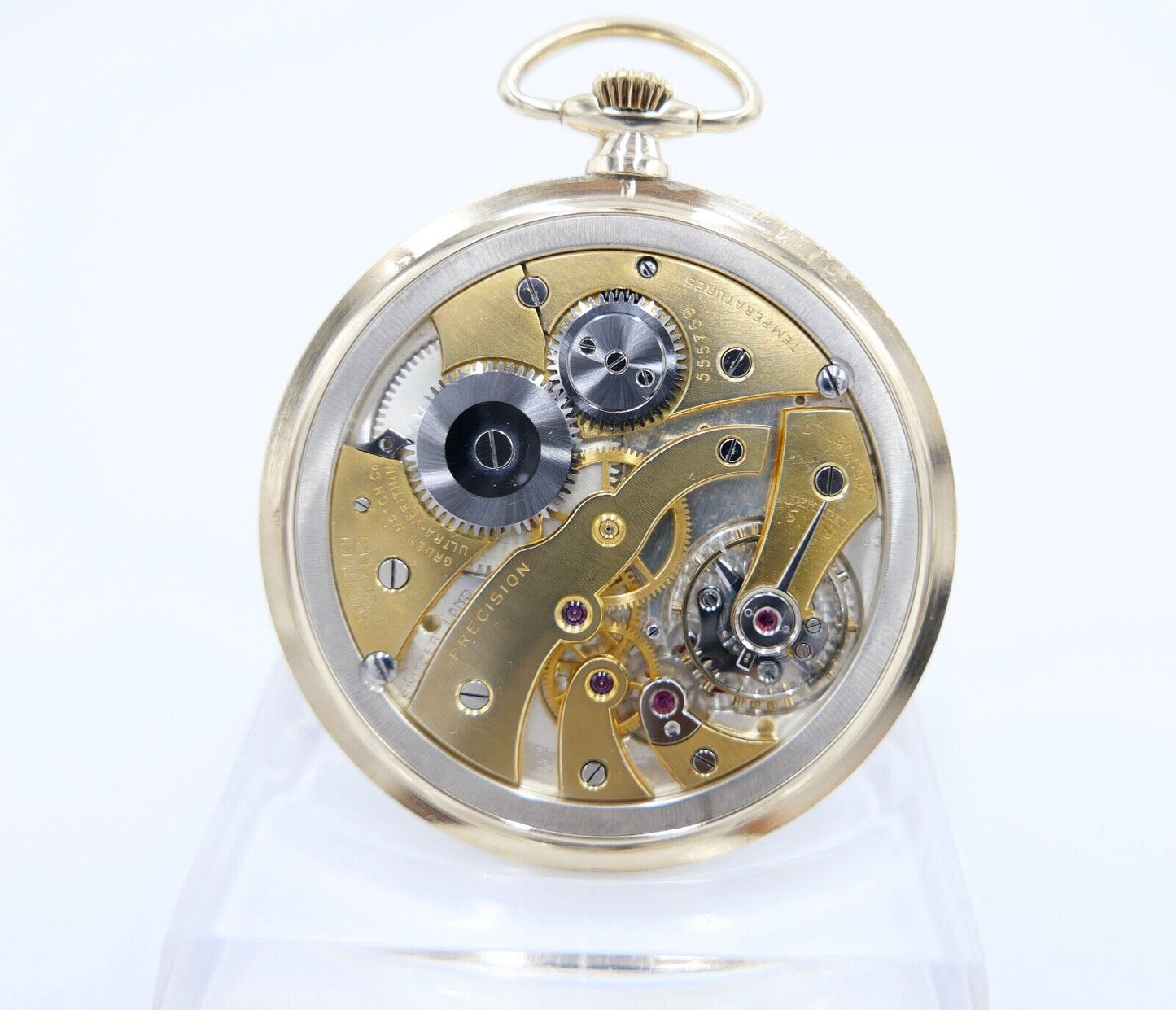 Taschenuhr Alpina Grün 585 / 14K GOLD 45mm Ultra Verithin Precision / UV Uhrwerk - Antikhandel-Stuttgart