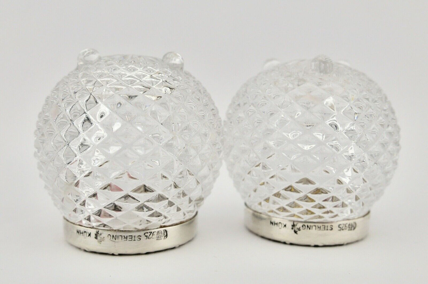 2x Kerzenhalter Gebr. Kühn Ø 4,5 cm Kristall mit 925 Silbermontur - Antikhandel-Stuttgart