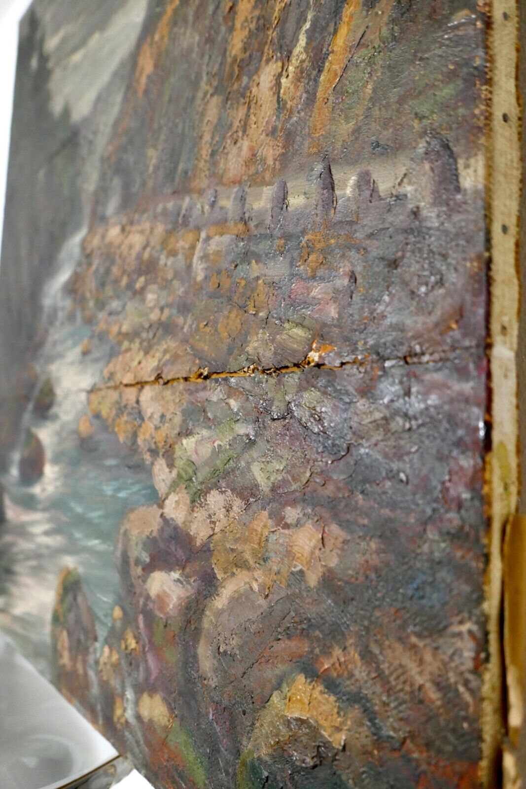 altes Ölgemälde 78x67cm signiert " BERGE BACH " Landschaft - Antikhandel-Stuttgart