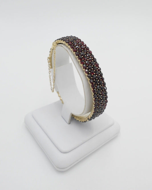 ANTIK - BIEDERMEIER um 1880 Granat Armreifen Silber vergoldet Armband - Antikhandel-Stuttgart