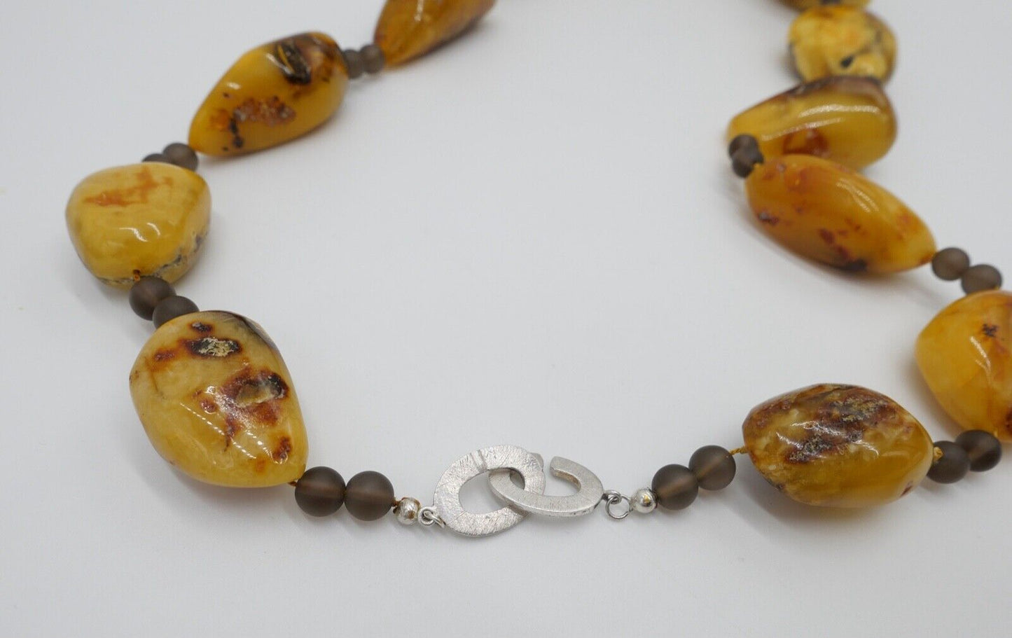 vintage XXL Bernstein Kette Halskette Collier 296,6 gr silber 925 - Antikhandel-Stuttgart