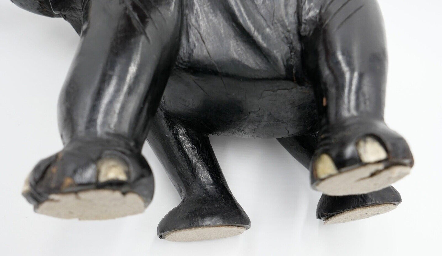 Großer massiver antiker Afrikanischer Holz Elefant 48x38 cm beschichtet 6,1 Kg - Antikhandel-Stuttgart