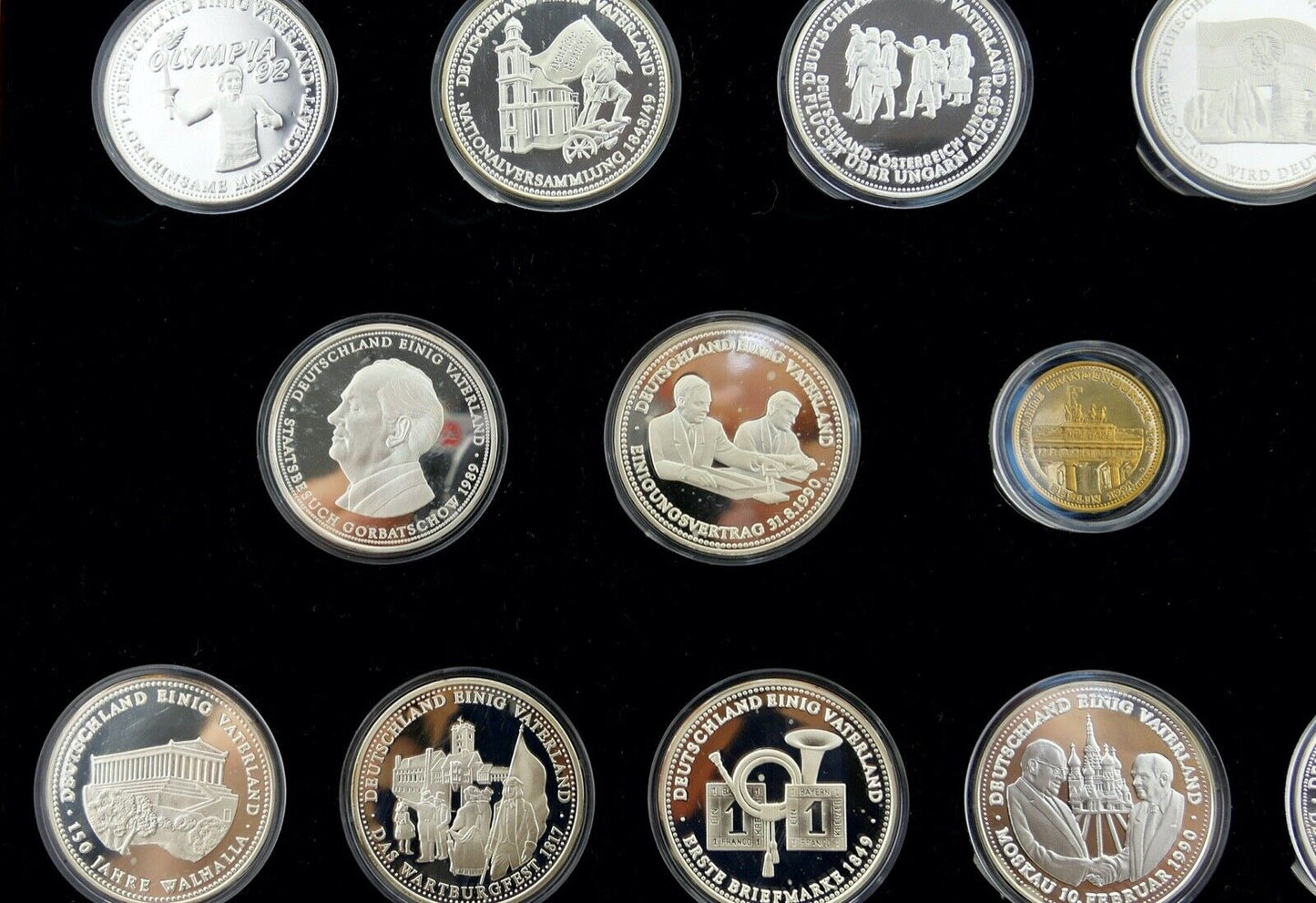 Vollständig 36 Medaillen DEUTSCHLAND EINIG VATERLAND Silber & Gold PP - Antikhandel-Stuttgart