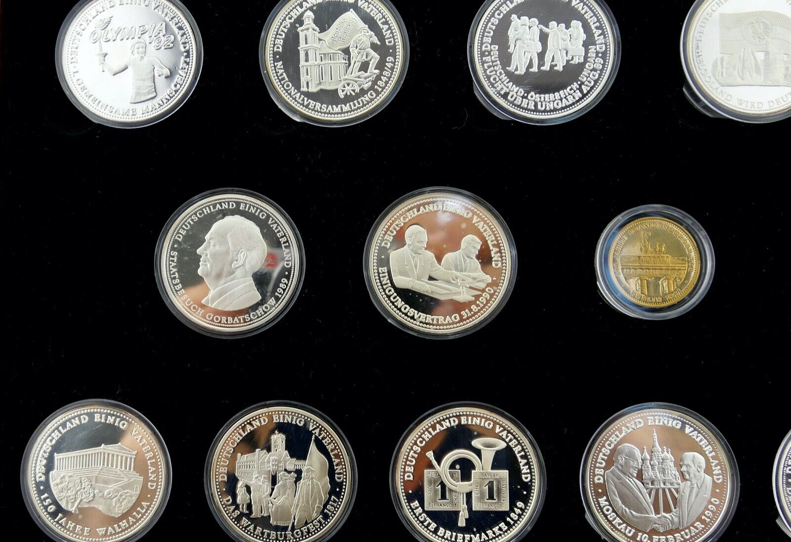 Vollständig 36 Medaillen DEUTSCHLAND EINIG VATERLAND Silber & Gold PP - Antikhandel-Stuttgart