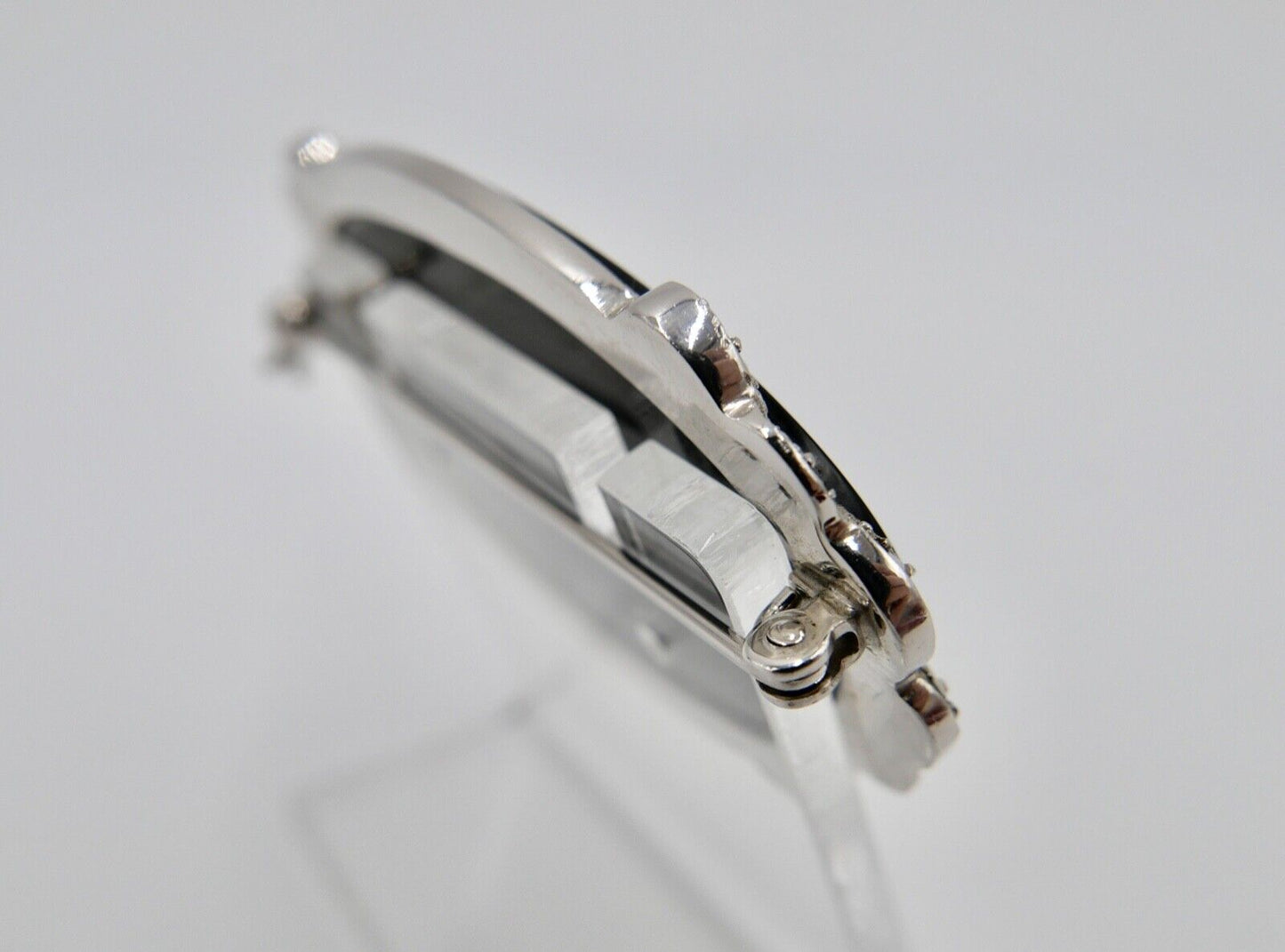 Seltene florale ONYX Markasiten 925 Silber Brosche CNP Ø 53 mm - Antikhandel-Stuttgart