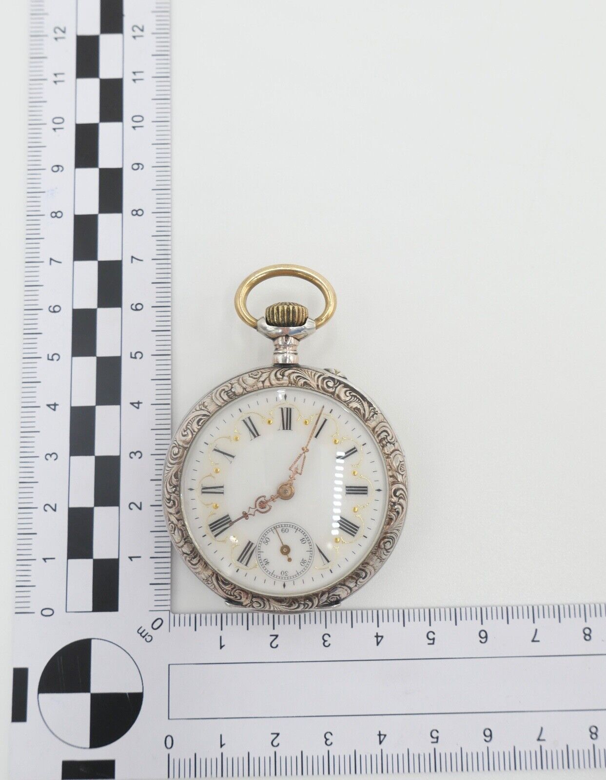 Taschenuhr um 1900 Ø 46mm AM 800 Silber Galonne Schweiz / Deutschland - Antikhandel-Stuttgart