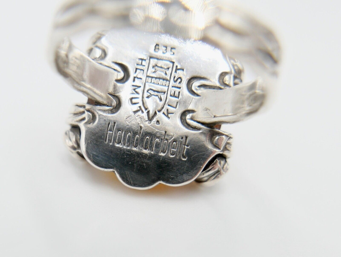 Bernstein Helmut KLEIST Handarbeit Designer Ring Gr. 56 Silber 835 - Antikhandel-Stuttgart