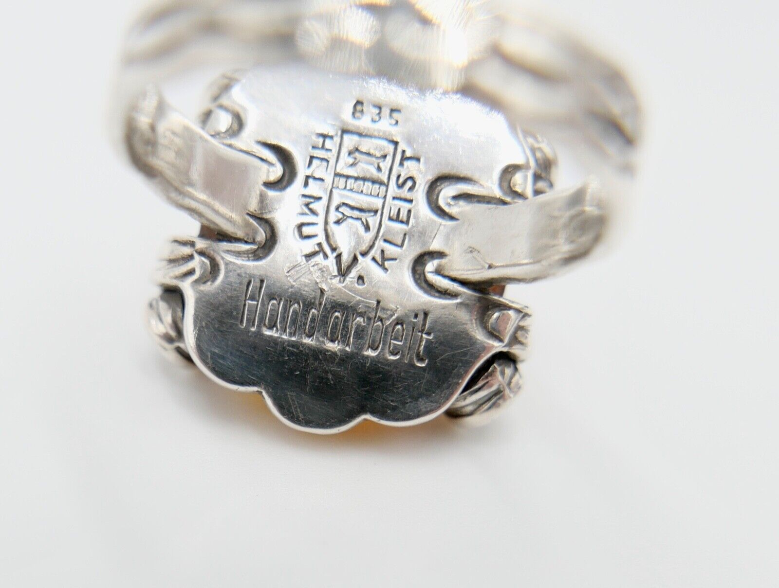 Bernstein Helmut KLEIST Handarbeit Designer Ring Gr. 56 Silber 835 - Antikhandel-Stuttgart