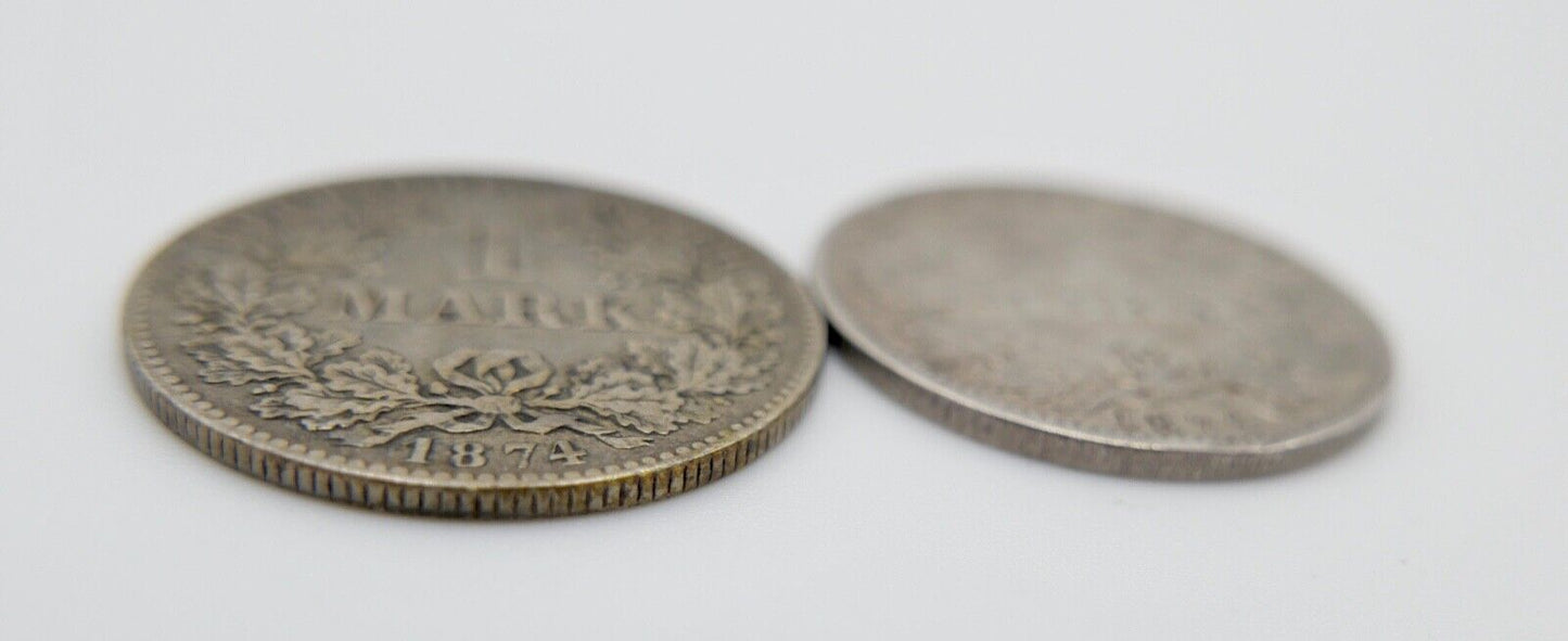 2x 1 Mark Deutsches Reich 1874 F G Jäger J.9 - Antikhandel-Stuttgart