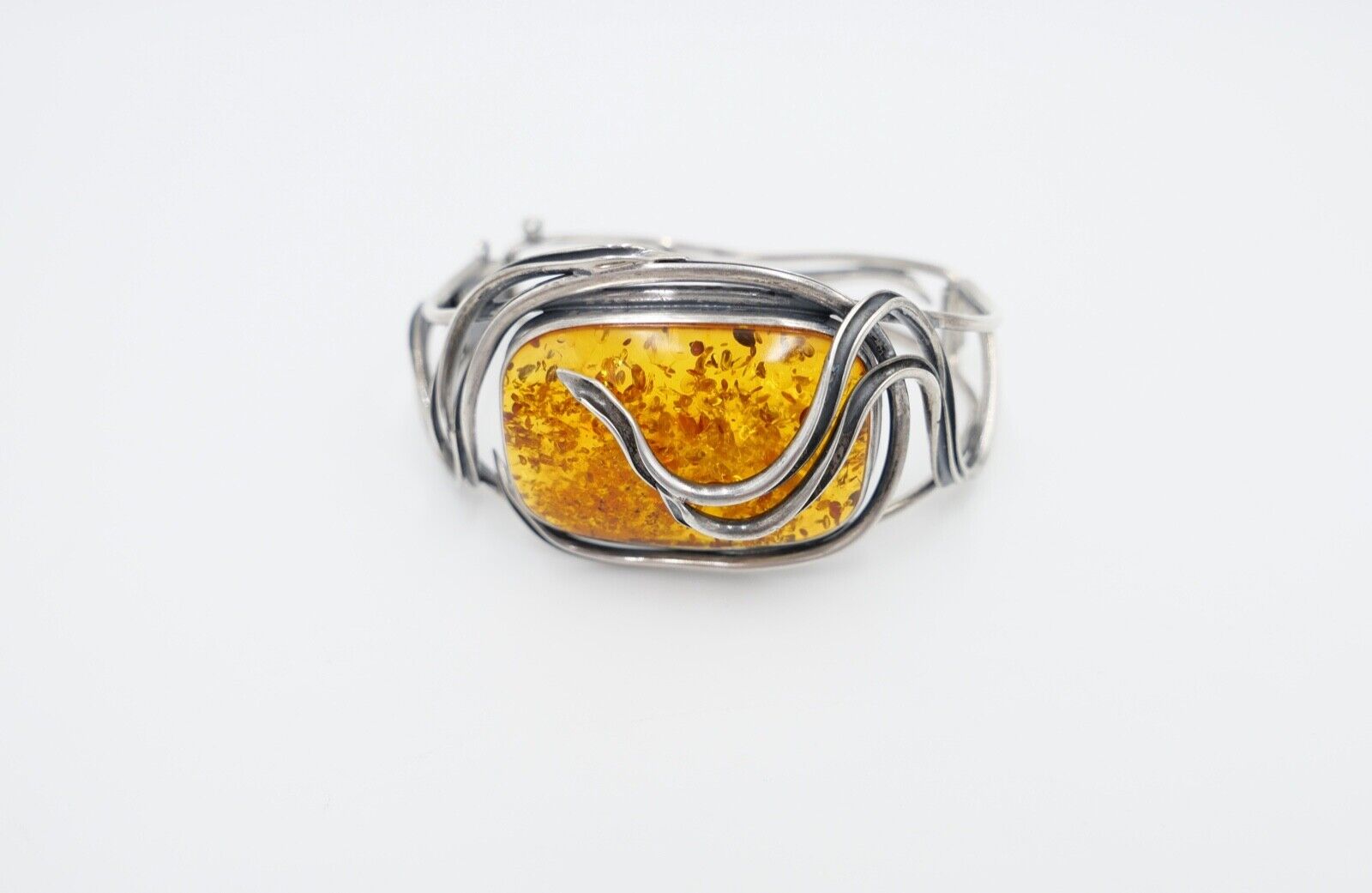 vintage Silber 925 Bernstein Armband Armreif Armspange Sterlingsilber - Antikhandel-Stuttgart