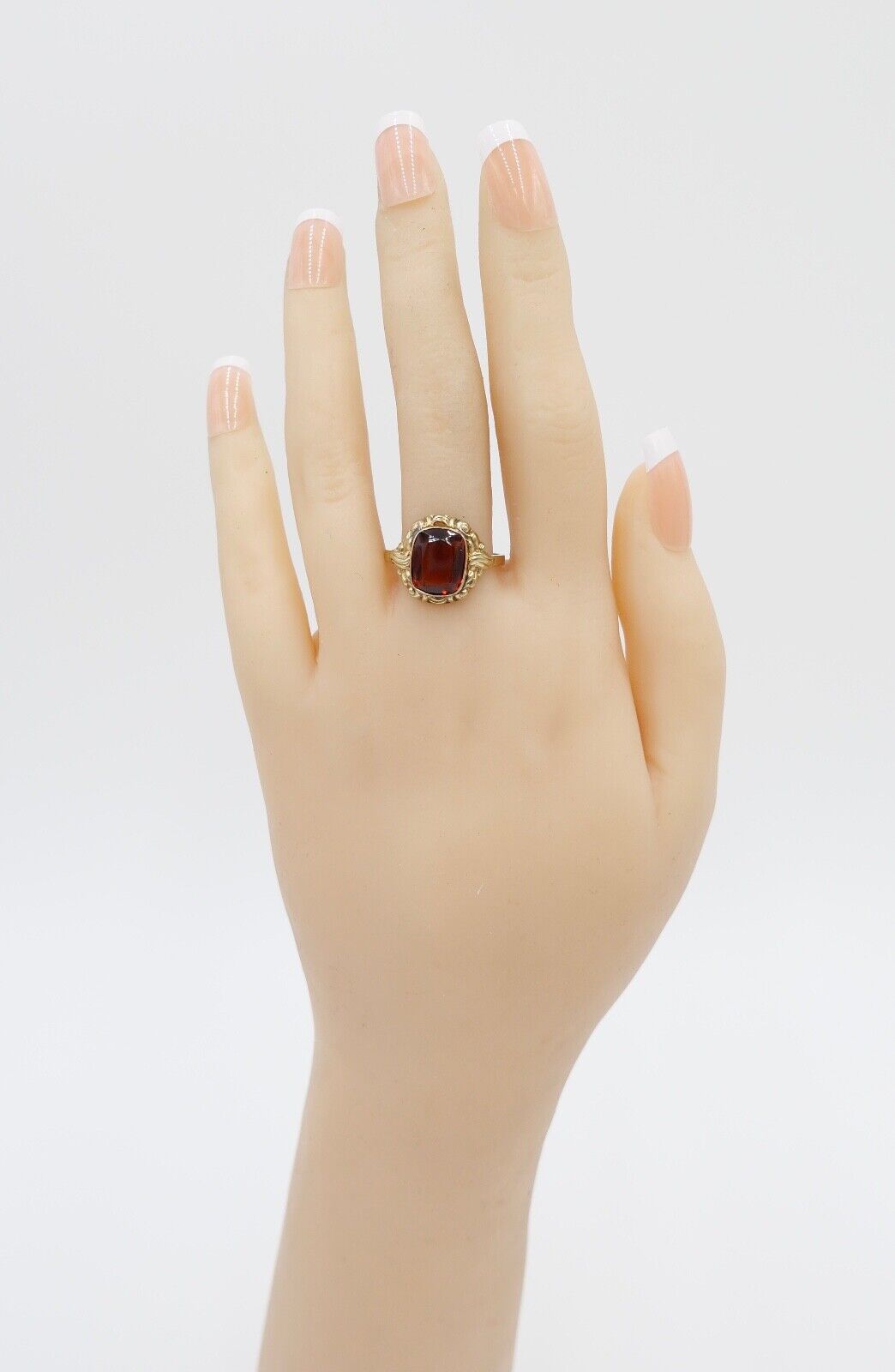 50er Jahre Damenring Gr. 57 Gold 333 / 8K mit großem Citrin - Antikhandel-Stuttgart