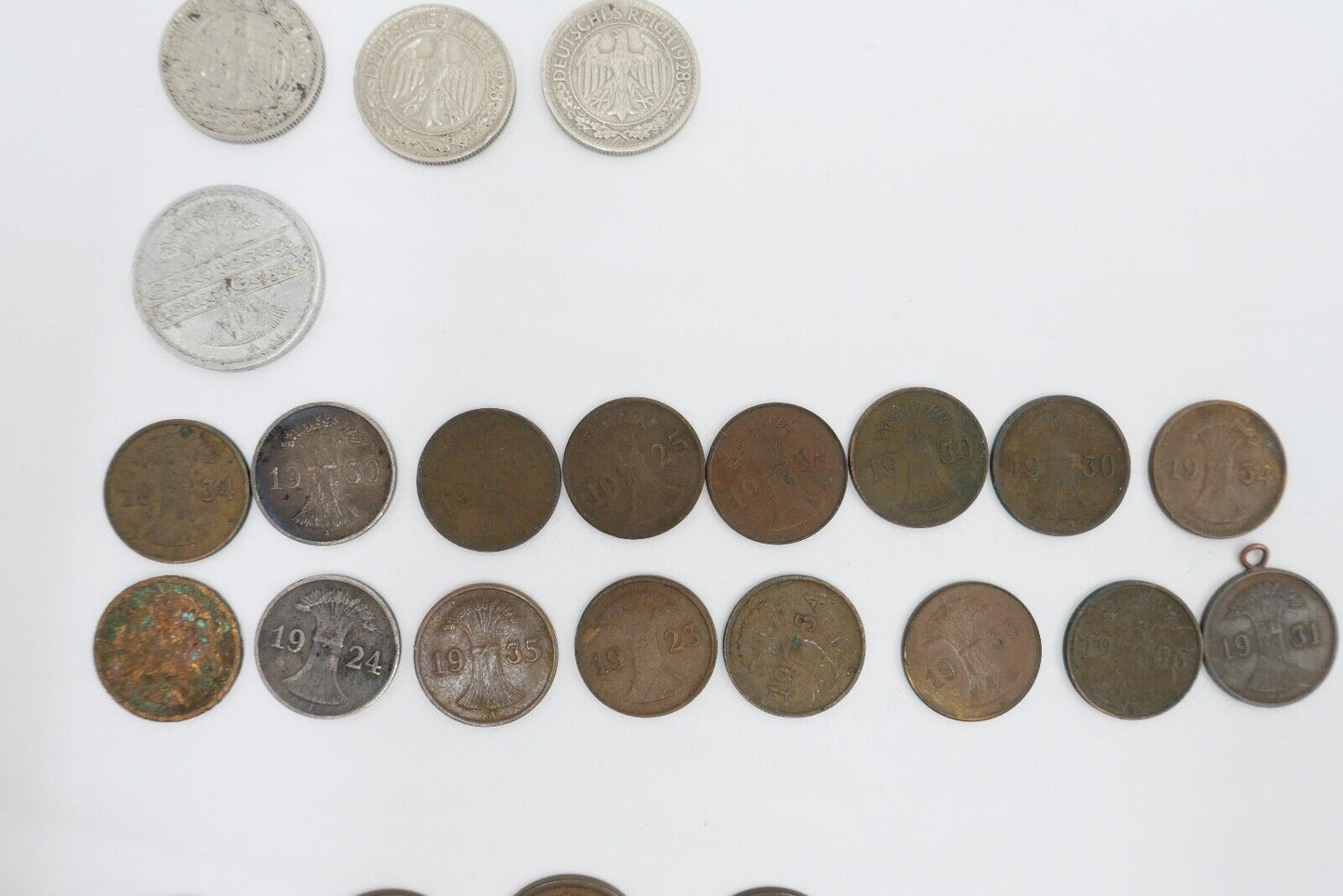 Posten Weimarer Republik 1, 3, 500 Mark 1, 2, 4, 5, 10, 50 Pfennig - Antikhandel-Stuttgart