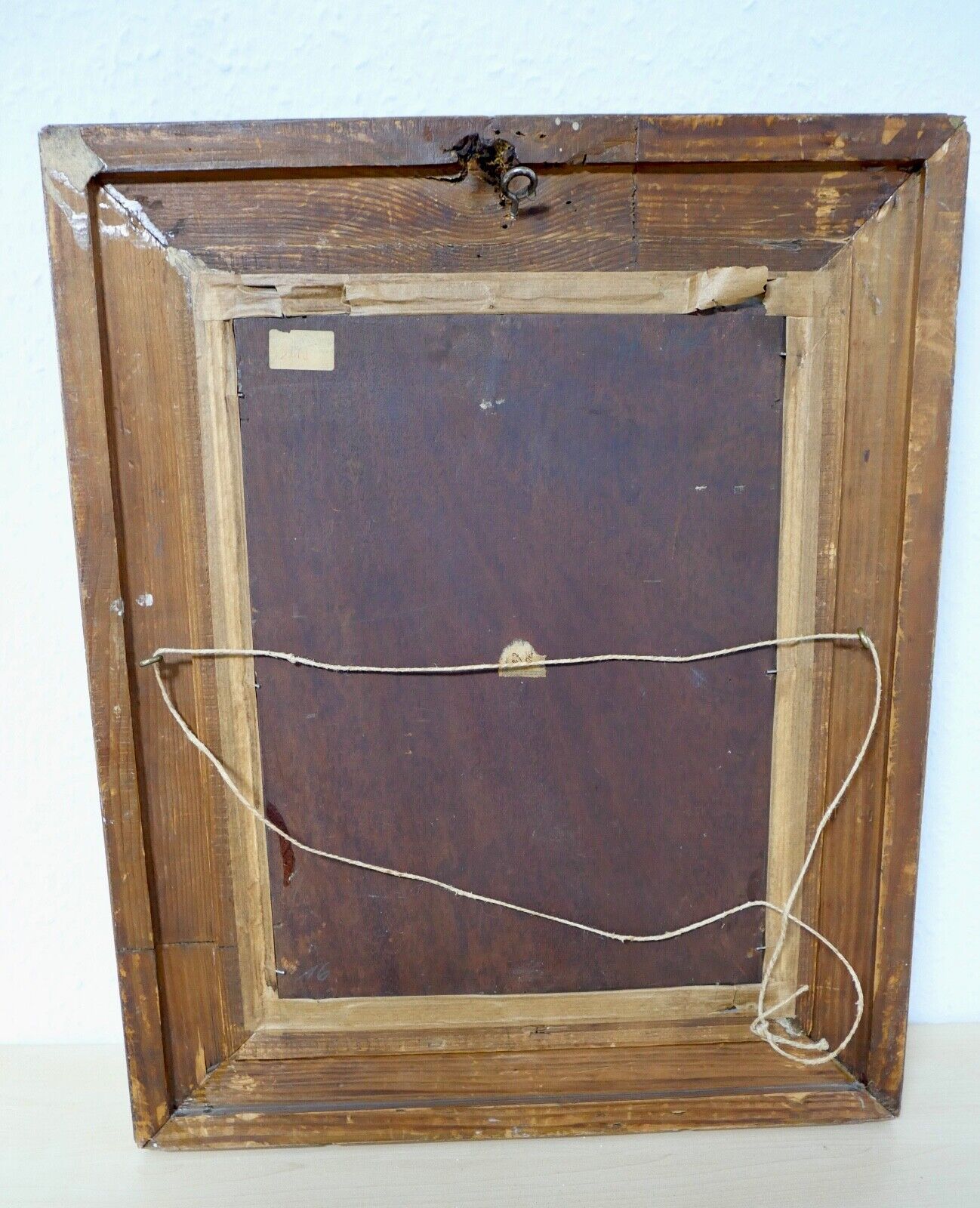 antikes Gemälde Berghütte Landschaft Öl Holz Prunkrahmen 51x42cm signiert R99 - Antikhandel-Stuttgart