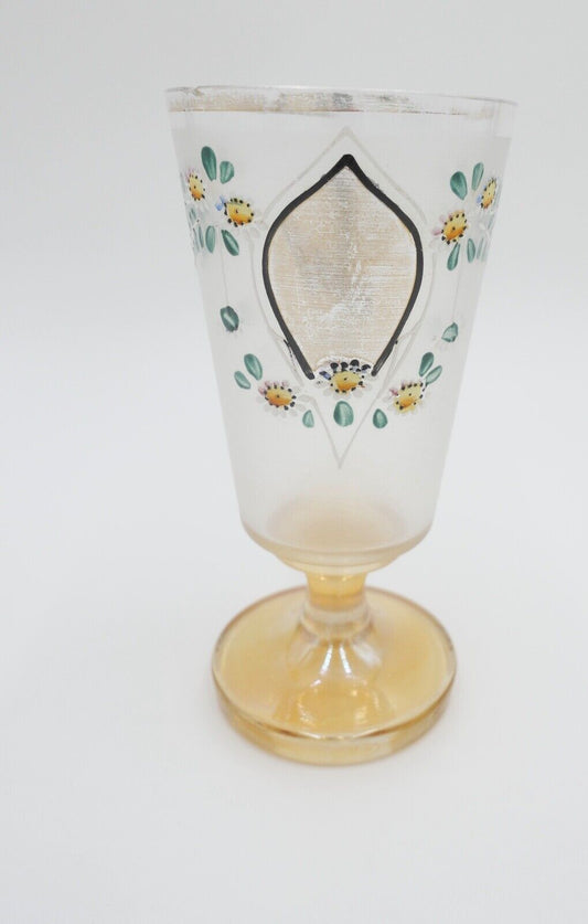 antik Glas / Becher handbemalt zum Andenken 15 cm hoch Gedenkglas - Antikhandel-Stuttgart