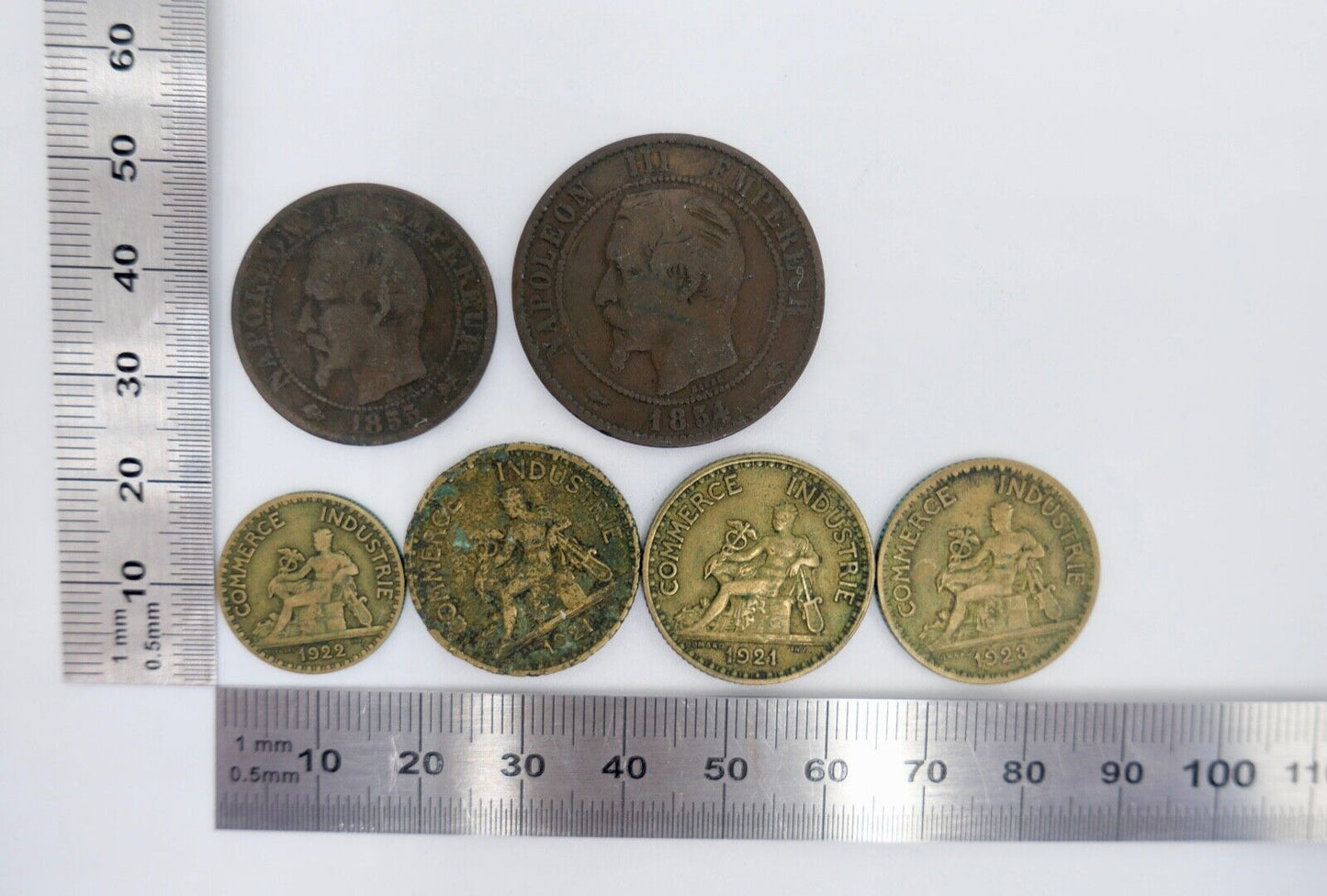 Konvolut Frankreich Napoleon III 1854 1855 3x 1 Franc 50 Centimes - Antikhandel-Stuttgart