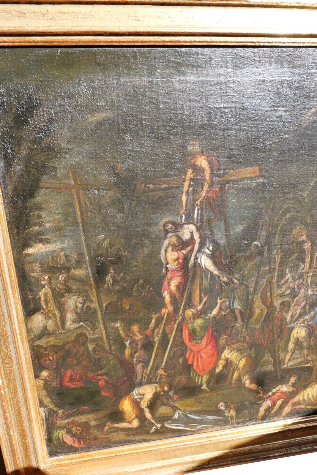 ANTIK 17. Jh KALVARIENBERG ALTMEISTER Gemälde Jesus Öl 106x81,5 cm Goldrahmen - Antikhandel-Stuttgart