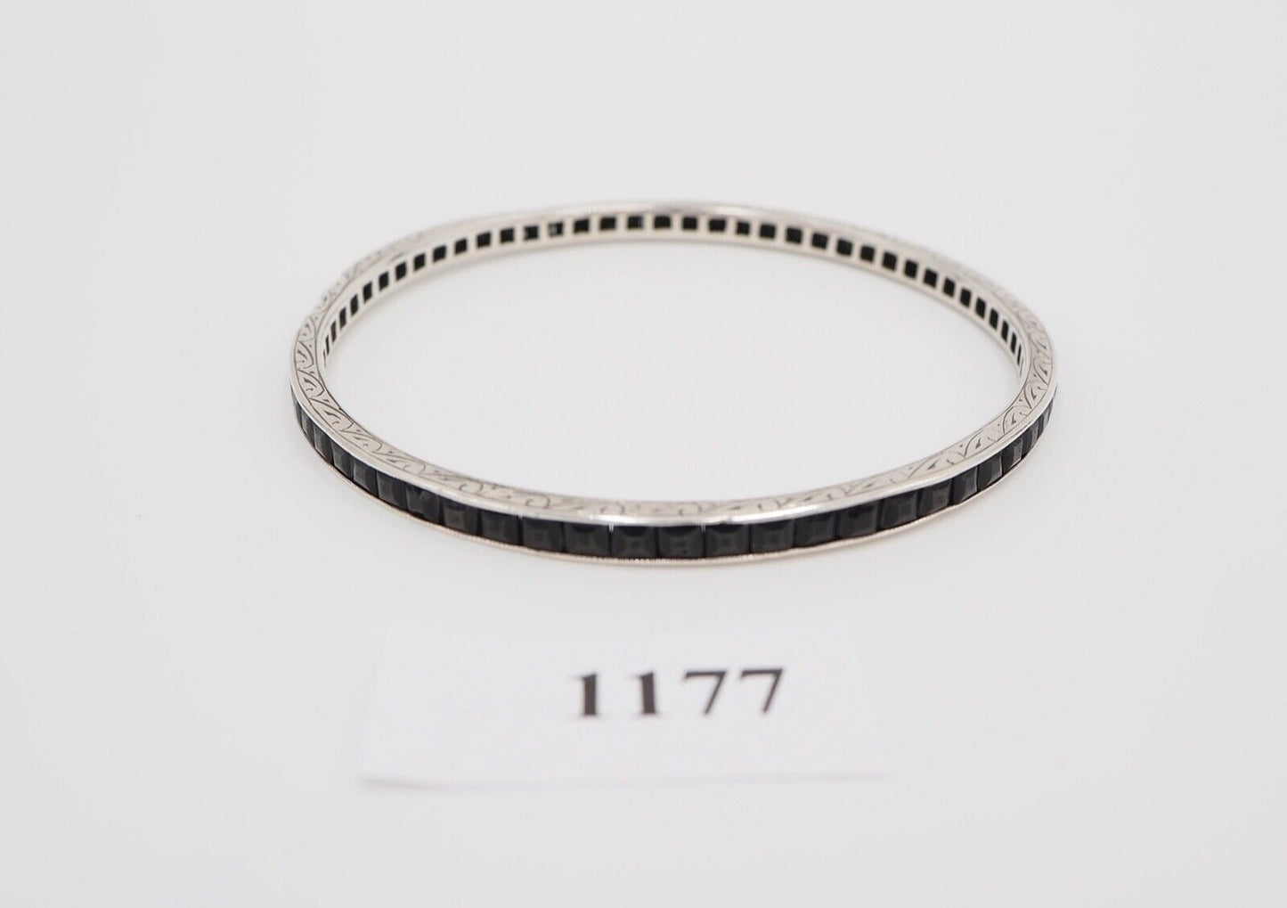 antikes florales Jugendstil Silber Armband Armreifen mit blauen Schmucksteinen - Antikhandel-Stuttgart