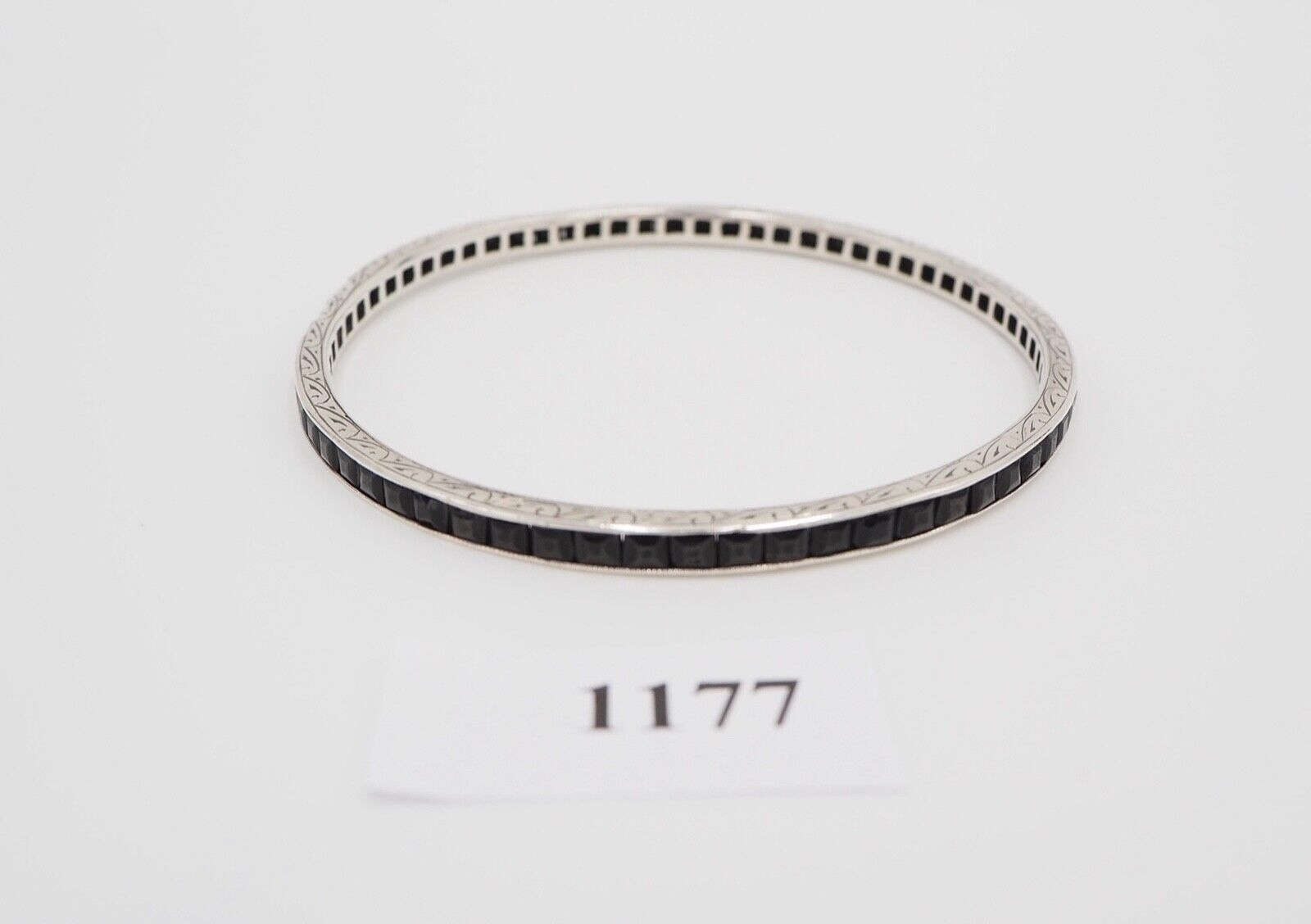 antikes florales Jugendstil Silber Armband Armreifen mit blauen Schmucksteinen - Antikhandel-Stuttgart