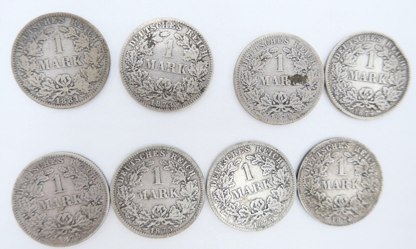 11x 1 Mark Deutsches Reich Jäger J.9 A B D F G 1873 / 1874 / 1875 / 1881 - Antikhandel-Stuttgart