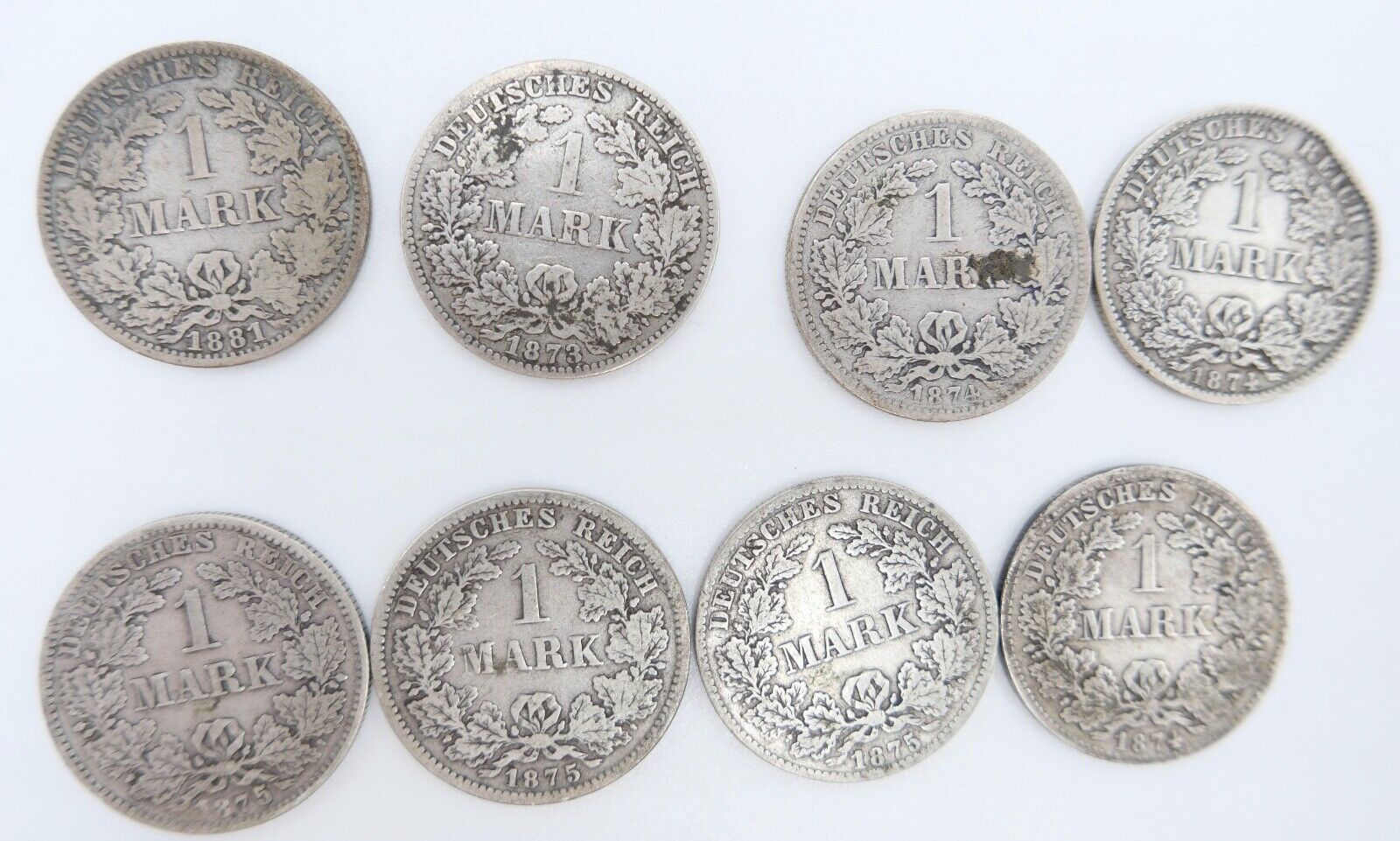 11x 1 Mark Deutsches Reich Jäger J.9 A B D F G 1873 / 1874 / 1875 / 1881 - Antikhandel-Stuttgart