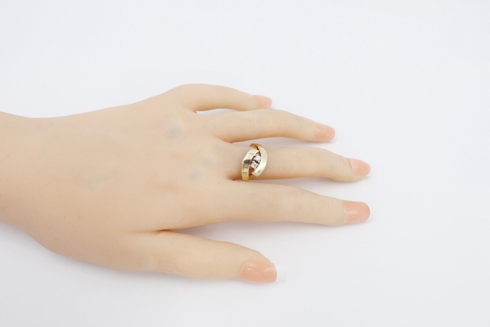 Damen Gelbgold Diamant brillant Ring 0,14 Ct 585 14K Gr. 56-57 - Antikhandel-Stuttgart