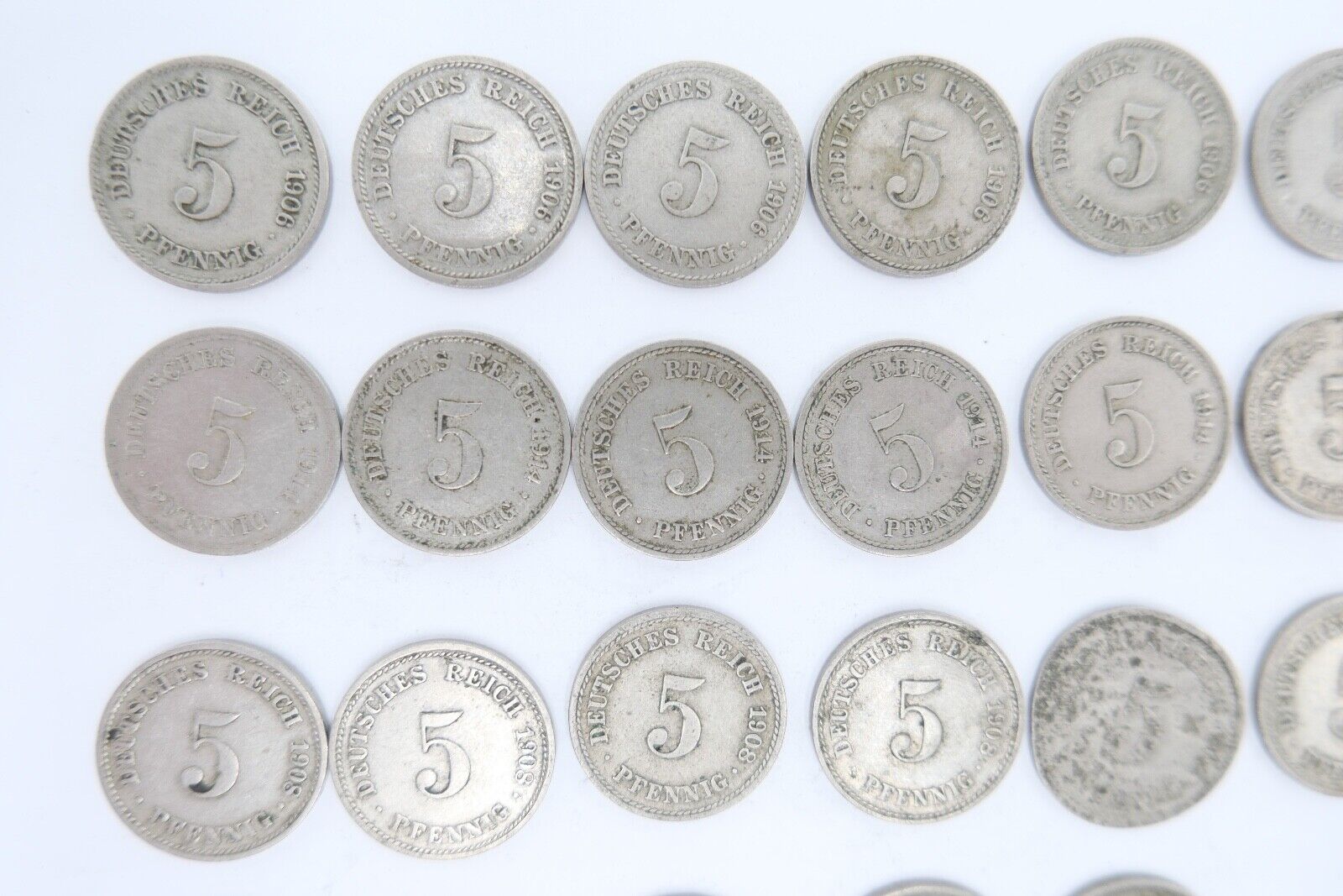 46x 5 Pfennig 1906 - 1914 A D F G großer Adler Jäger J.12 ss - stg - Antikhandel-Stuttgart