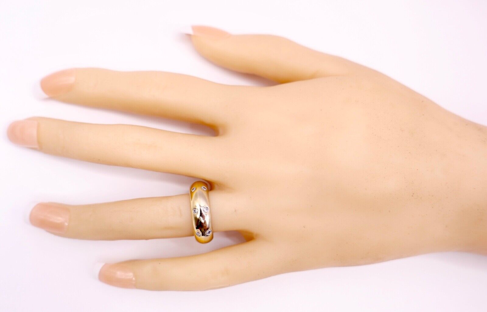 Massiver 750 18K Gold Bicolor Damen Ring mit 6x Brillanten 0,21 Ctw Gr. 54 - Antikhandel-Stuttgart