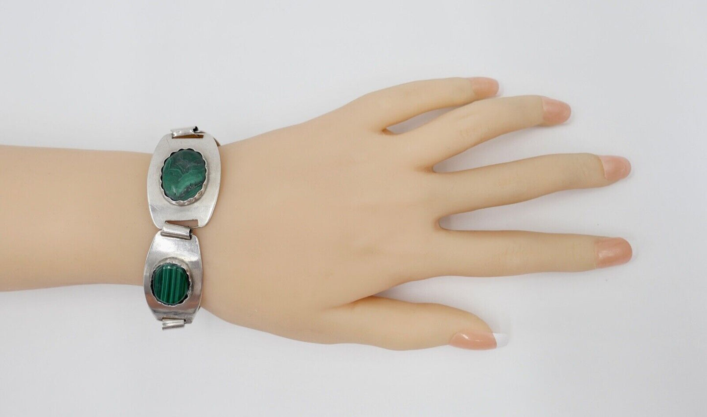 Malachit Armband Silber 800 Gliederarmband A. Eichapfel Weissenfels Weißenfels - Antikhandel-Stuttgart