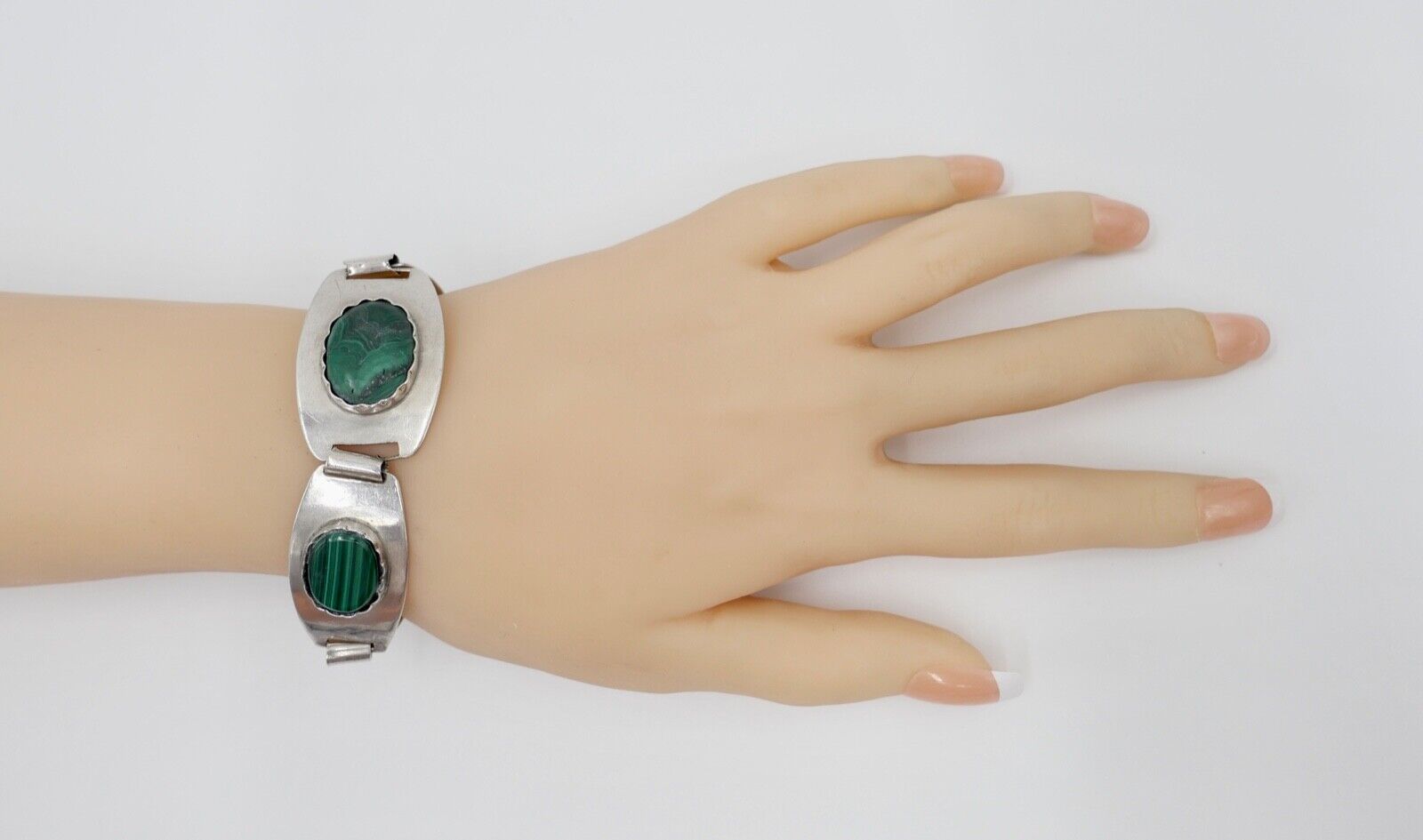 Malachit Armband Silber 800 Gliederarmband A. Eichapfel Weissenfels Weißenfels - Antikhandel-Stuttgart