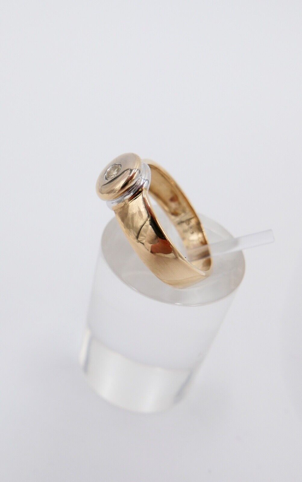 Solitär Bicolor Brillant 585 14K Fancy Yellow Gold Damen Ring 0,12 Ct Gr. 57 SI - Antikhandel-Stuttgart