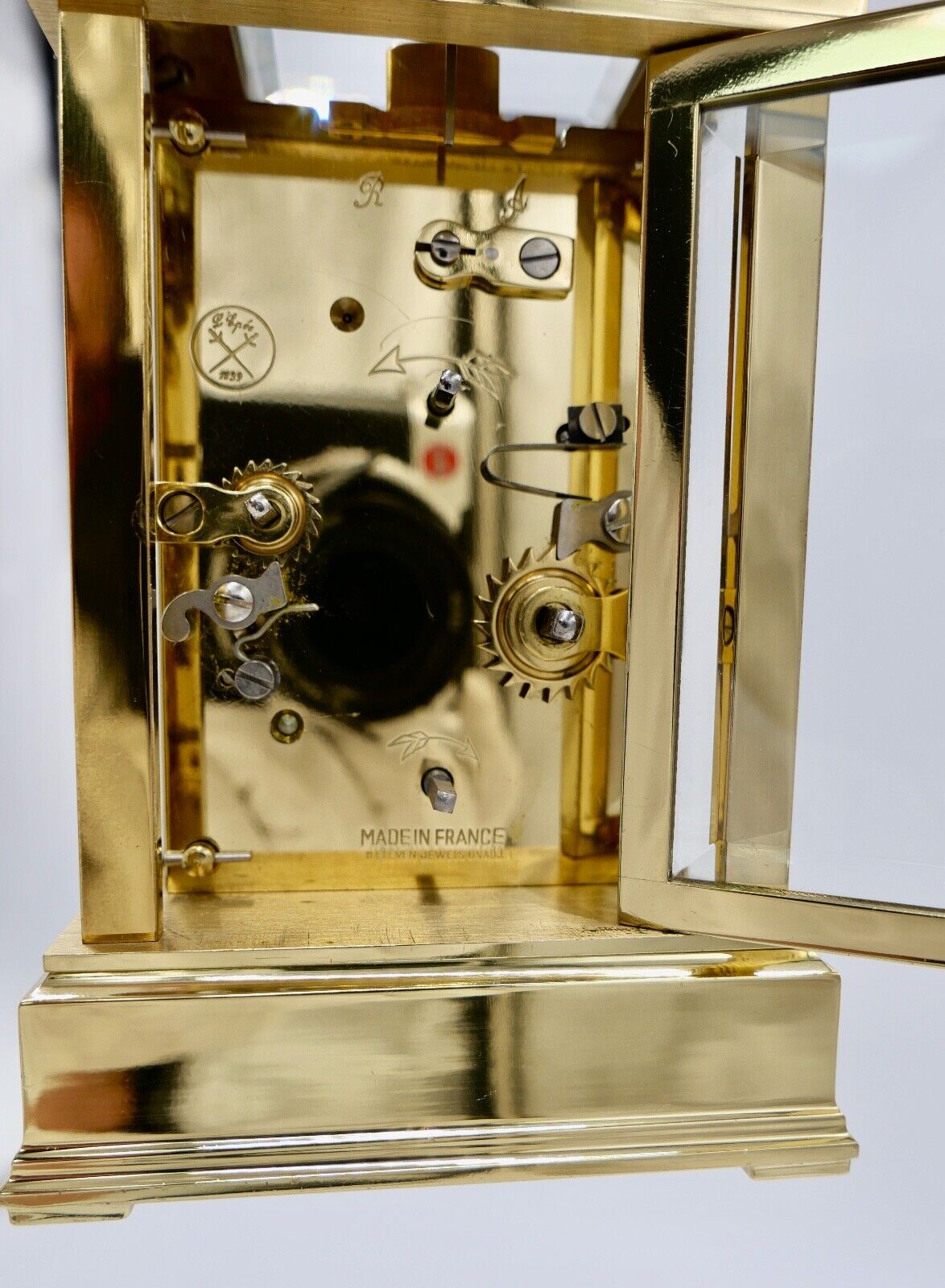L’Epée 1839 Reiseuhr Tischuhr Frankreich 80-90er Jahre Messing mit Wecker - Antikhandel-Stuttgart