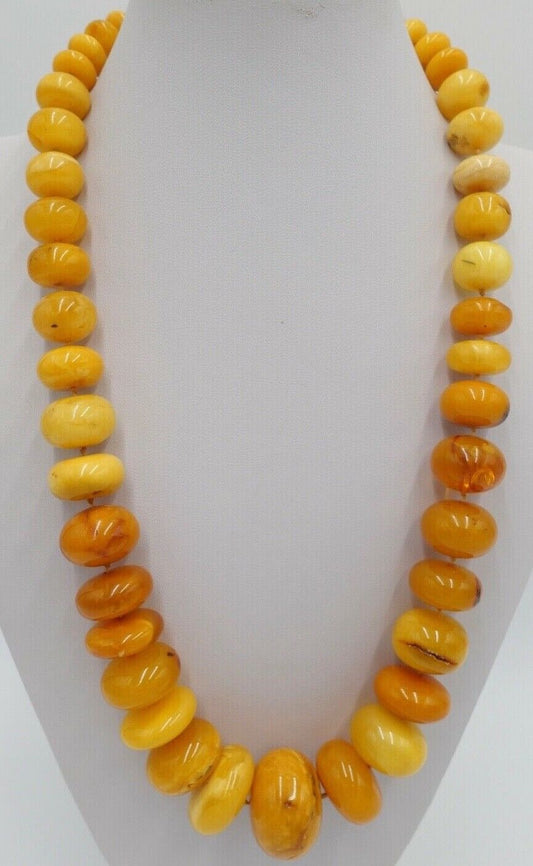 vintage XL Bernstein butterscotch Kette Halskette Collier Silber Amber 105,2 gr - Antikhandel-Stuttgart
