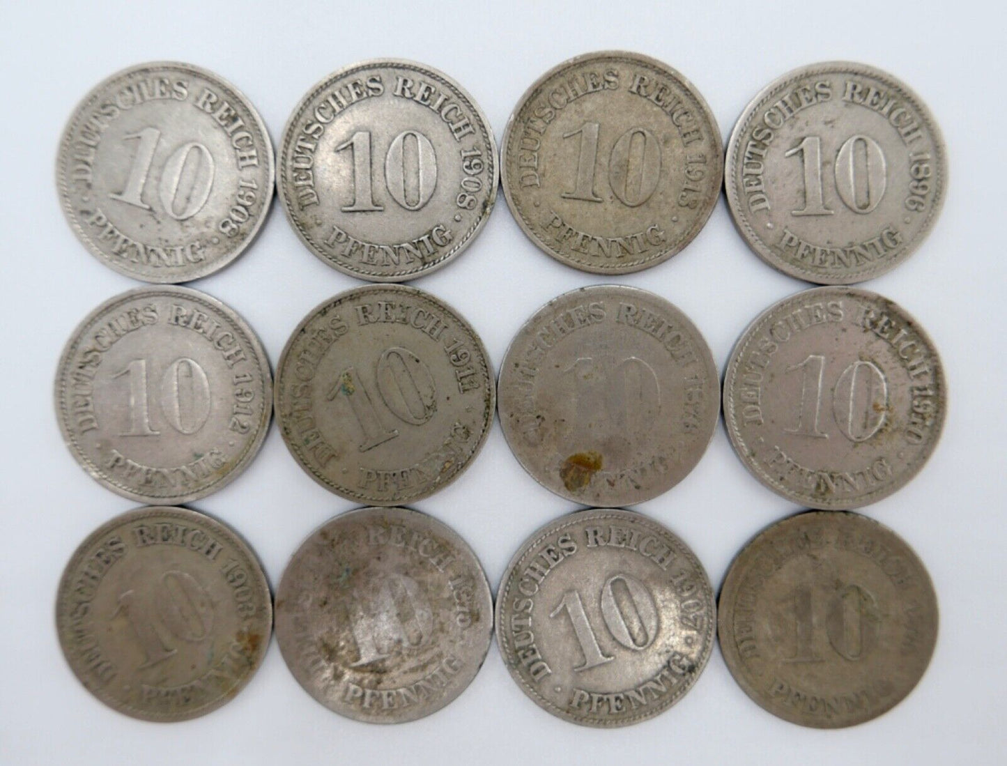 16x 10 Reichspfennig 1875 1876 1896-1913 Jäger J. 4 & 13 - Antikhandel-Stuttgart