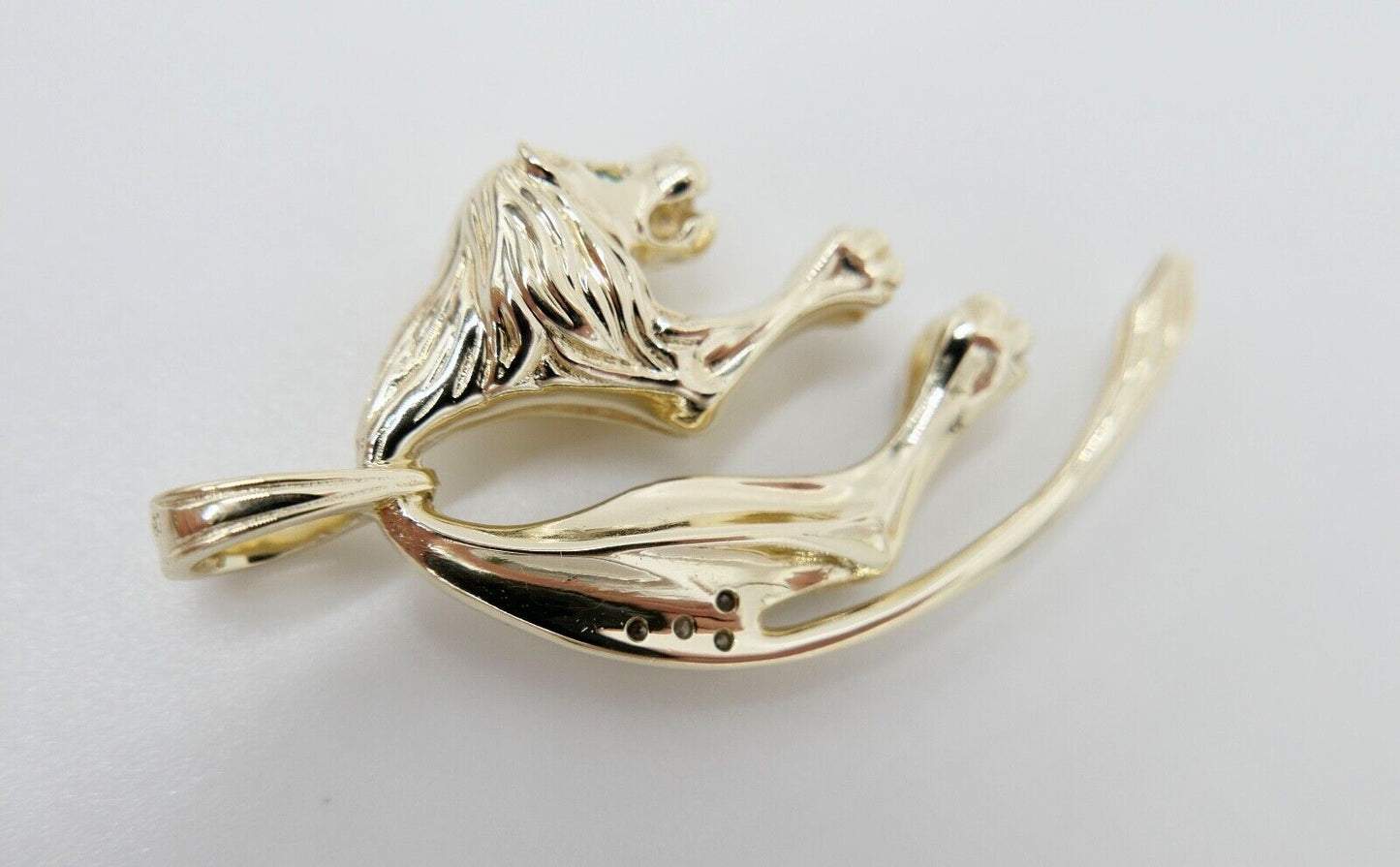 Massiver Gold Anhänger LÖWE Brillanten & Smaragd 585 14K Gelbgold 1,06 Ct 1980er - Antikhandel-Stuttgart