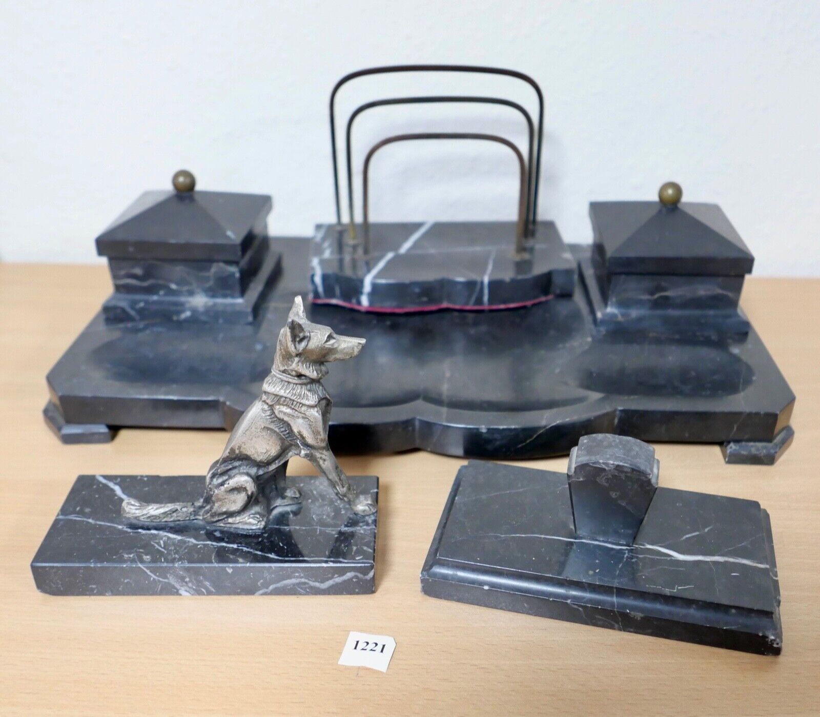 antike Schreibtischgarnitur aus Marmor - Antikhandel-Stuttgart