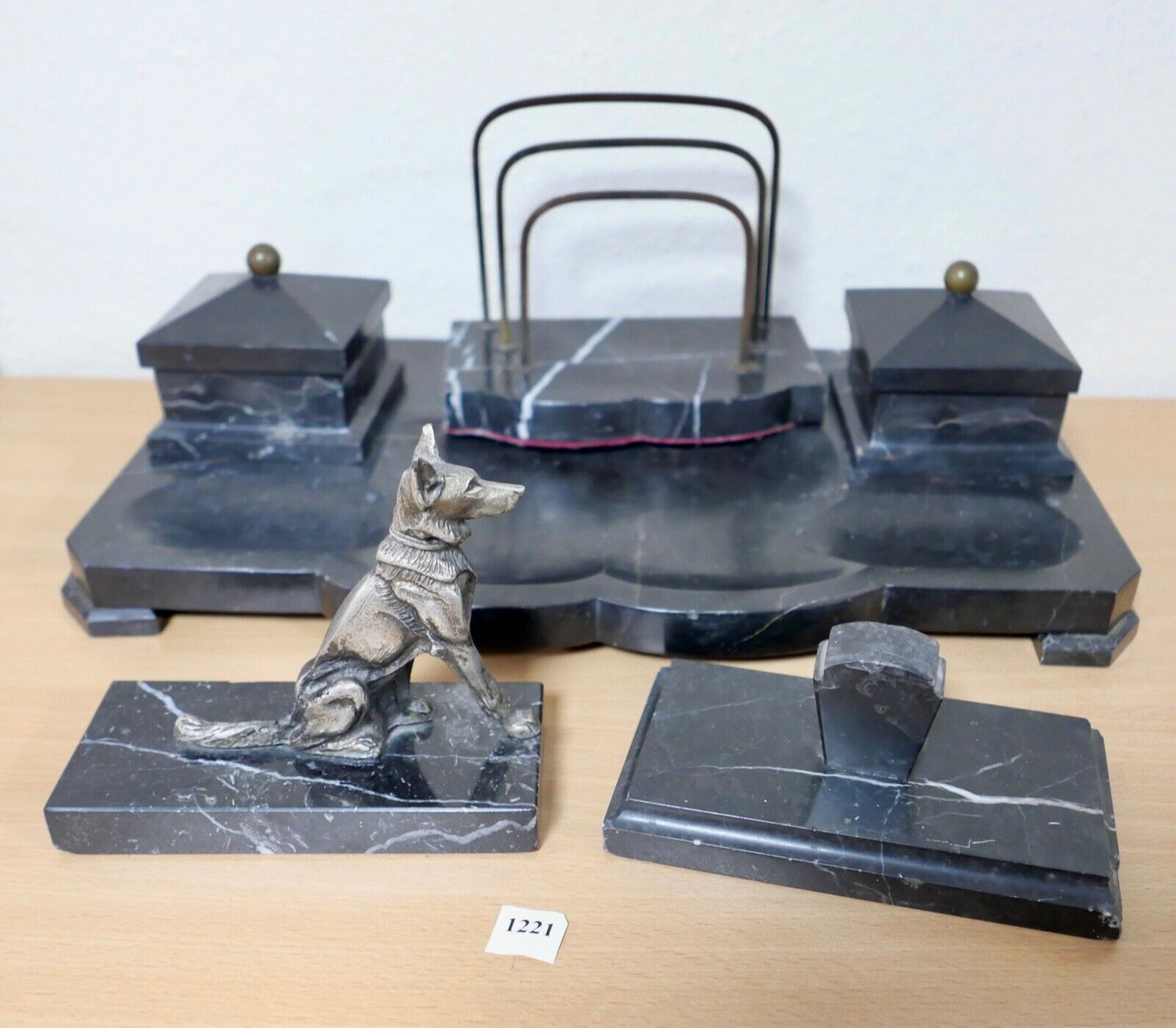 antike Schreibtischgarnitur aus Marmor - Antikhandel-Stuttgart