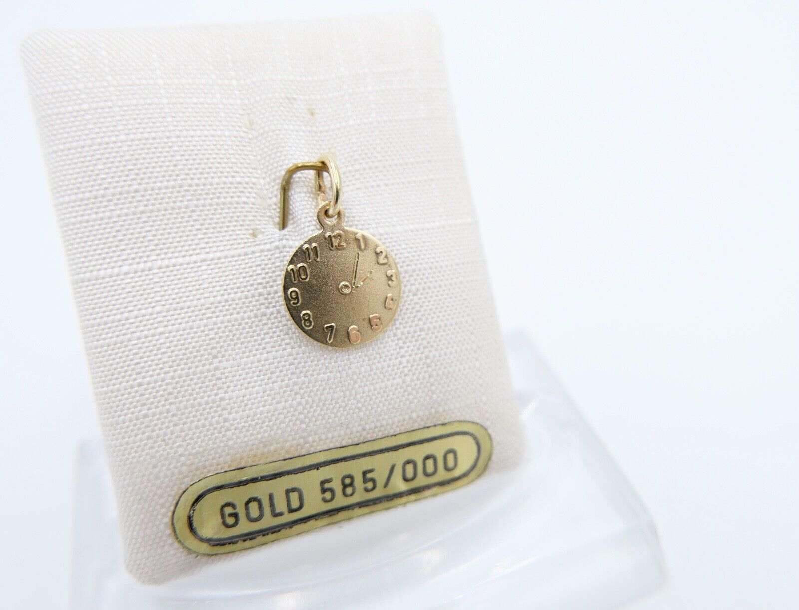Gold Anhänger 585 / 14K Zifferblatt Ø 10 mm mit Gravur 22.6.92 - Antikhandel-Stuttgart