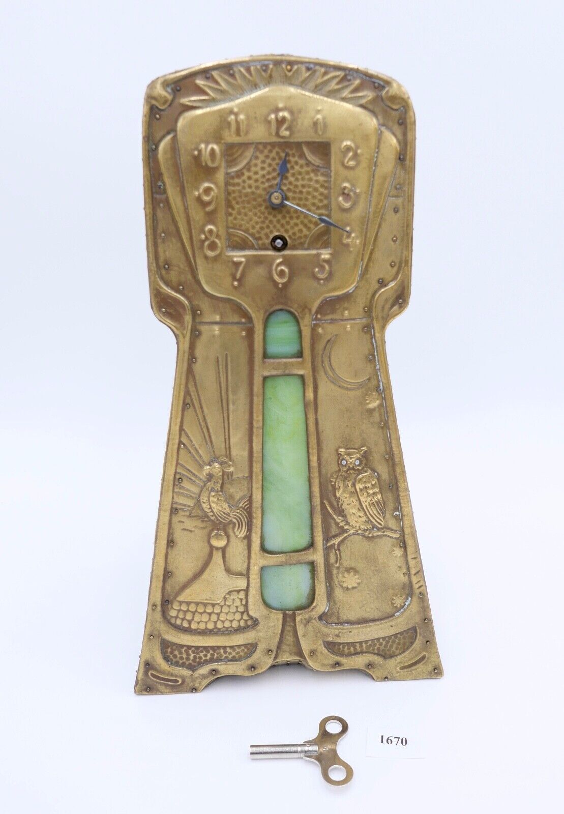 seltene Kaminuhr Hahn & Eule vmtl. Frankreich oder England Uhrwerk MPK / PMK - Antikhandel-Stuttgart