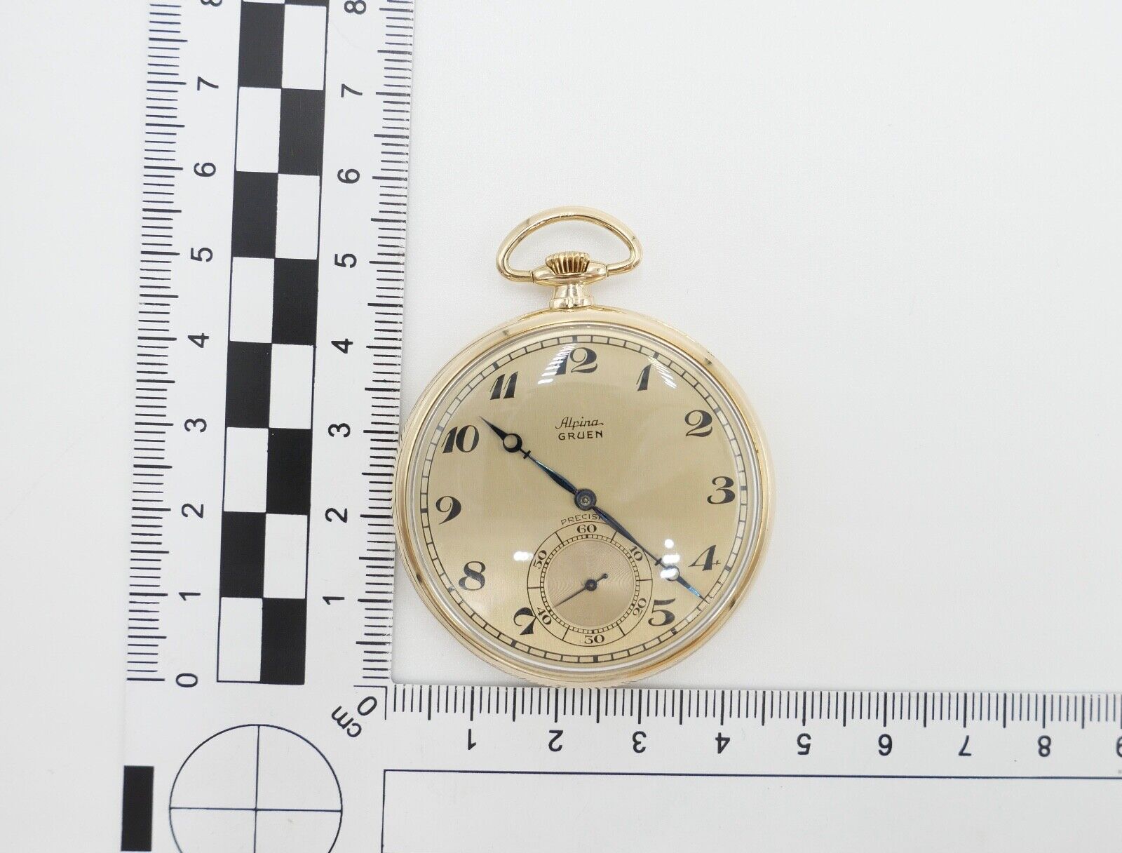 Taschenuhr Alpina Grün 585 / 14K GOLD 45mm Ultra Verithin Precision / UV Uhrwerk - Antikhandel-Stuttgart